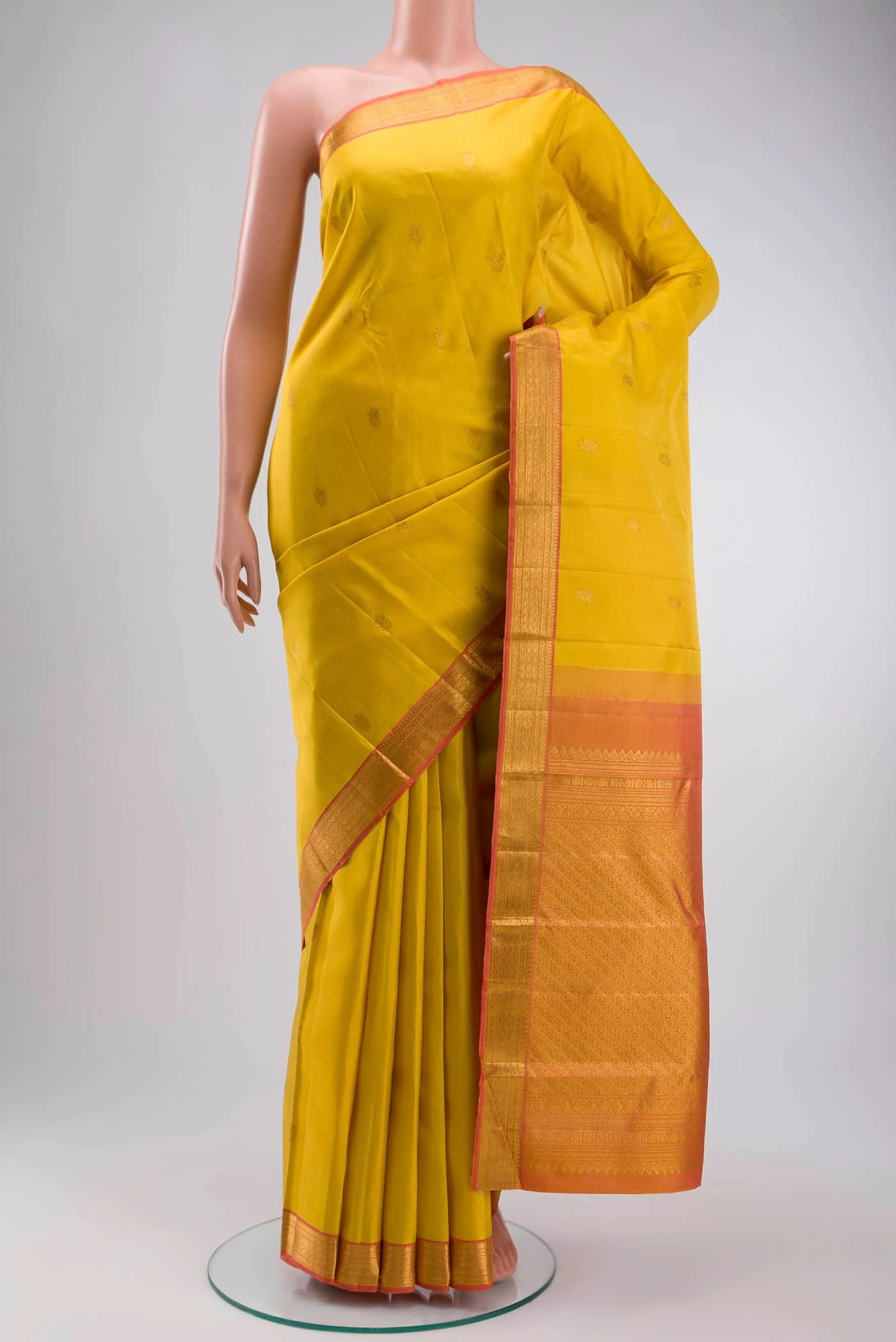 Yellow Kanchipuram Silk Saree