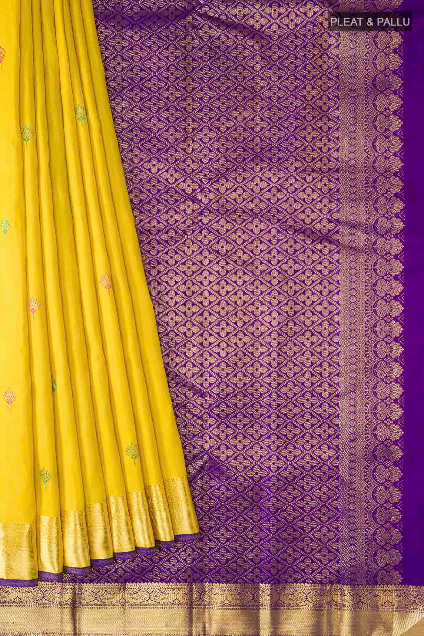 Yellow Kanchipuram Silk Saree - Image 4
