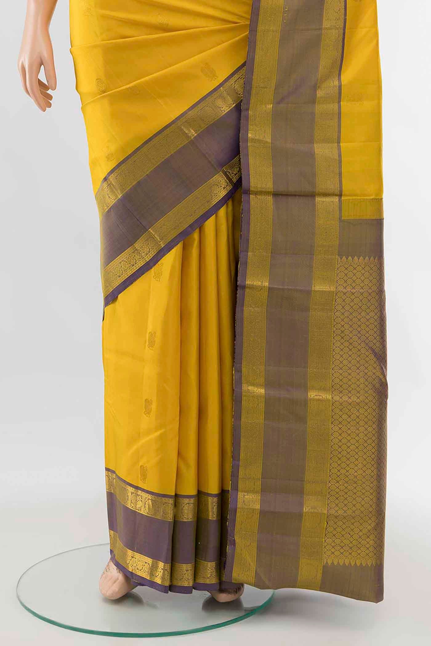Yellow Kanjivaram Silk Saree - Image 3