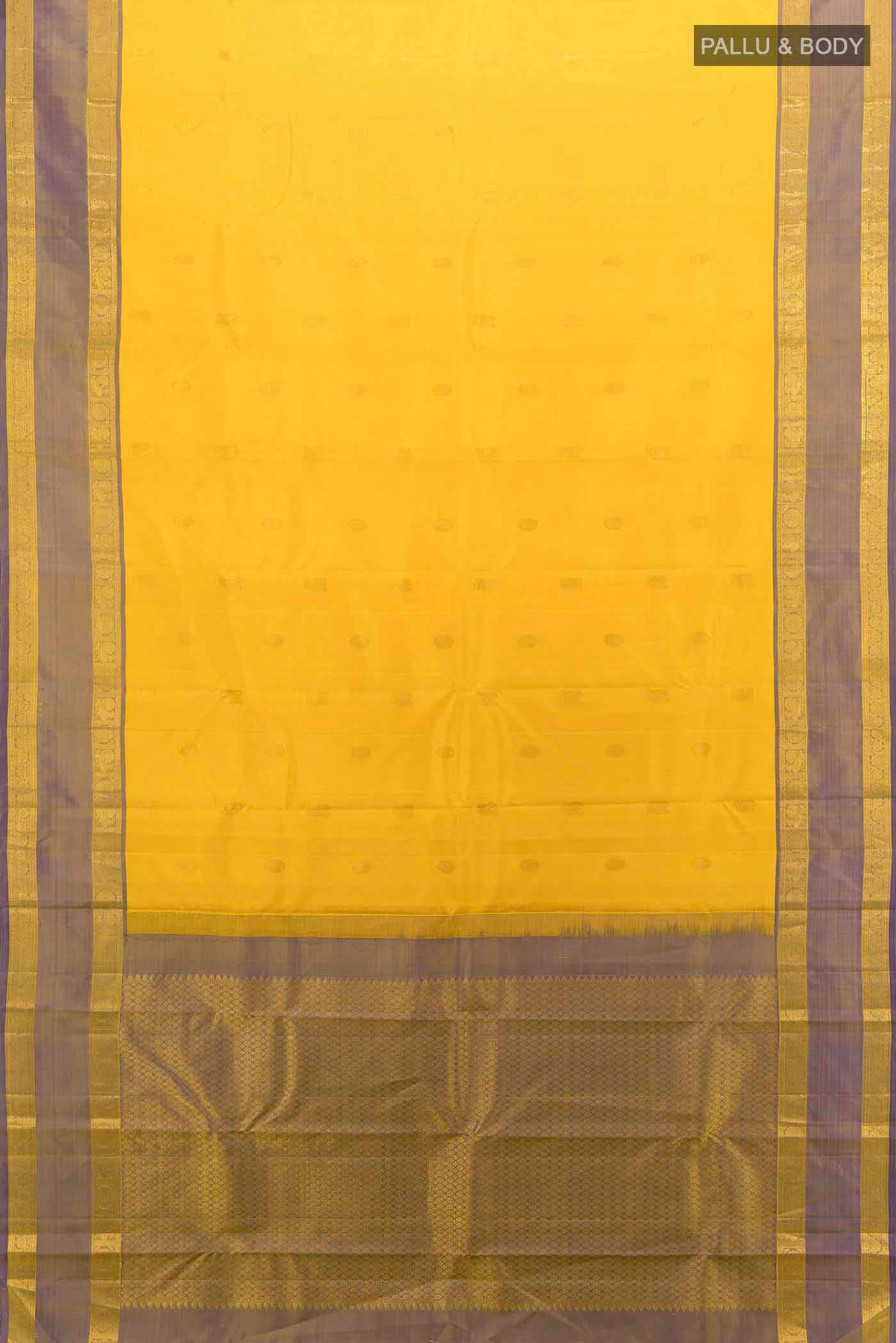 Yellow Kanjivaram Silk Saree - Image 5