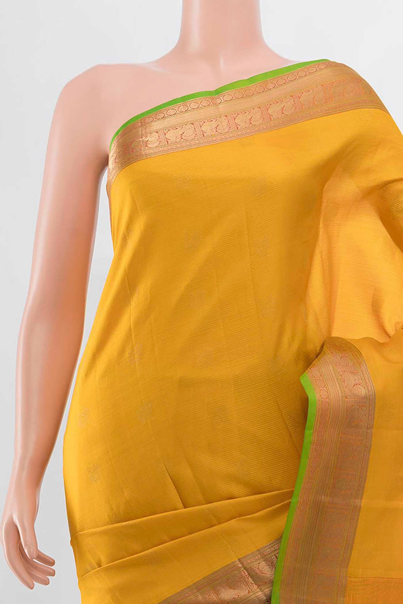 Yellow Kanchipuram Silk Saree - Image 2