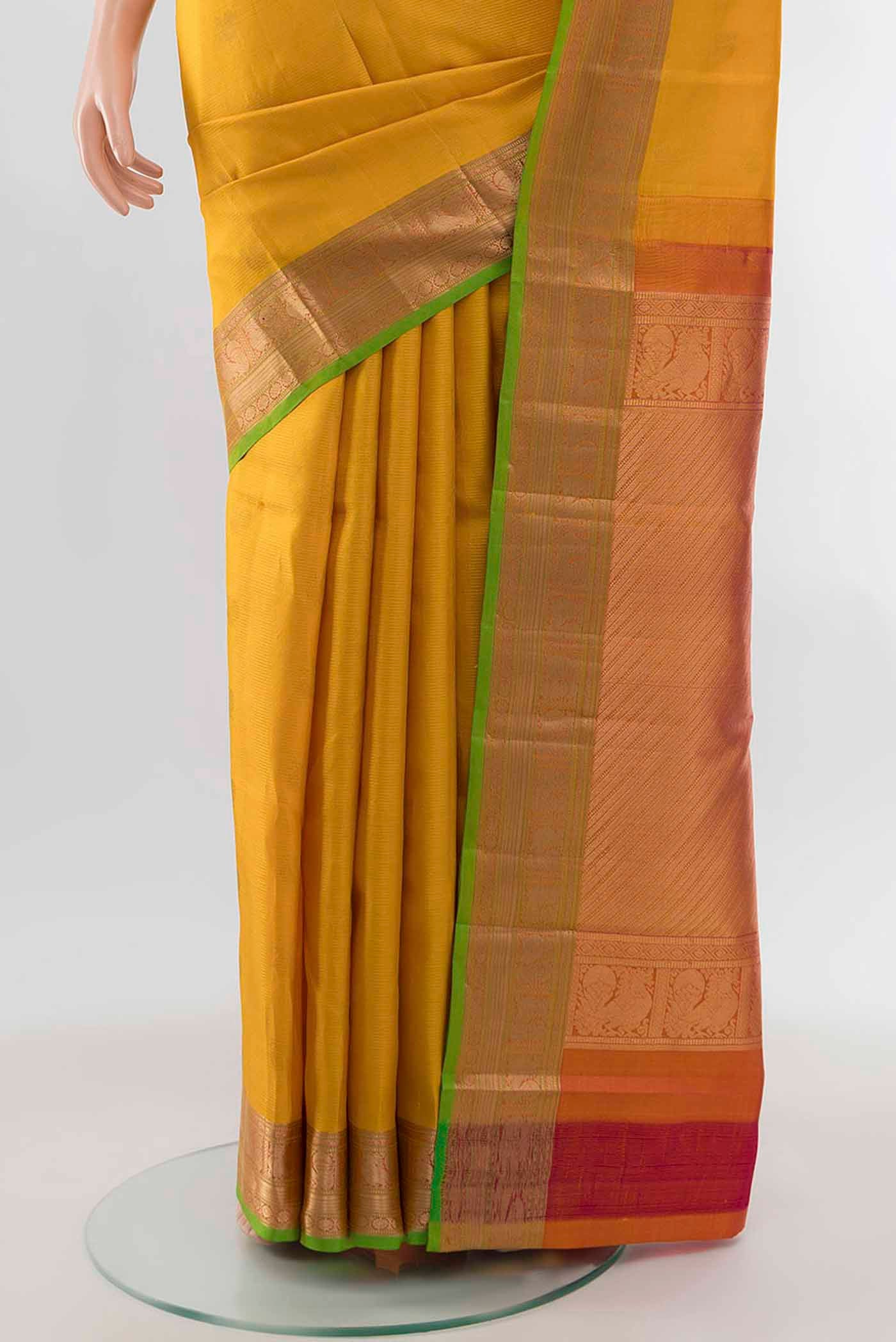 Yellow Kanchipuram Silk Saree - Image 3