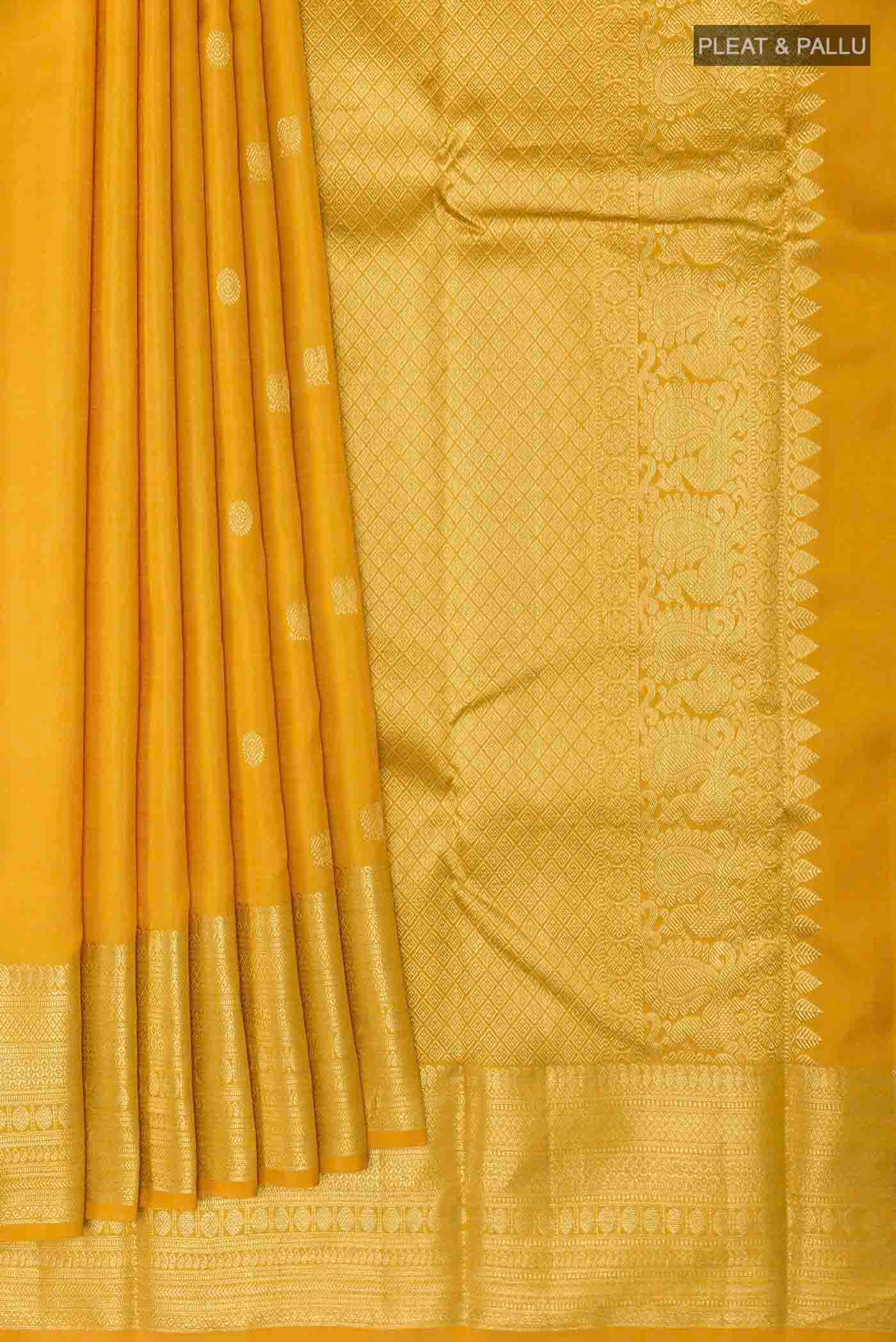 Yellow Kanchipuram Silk Saree - Image 4