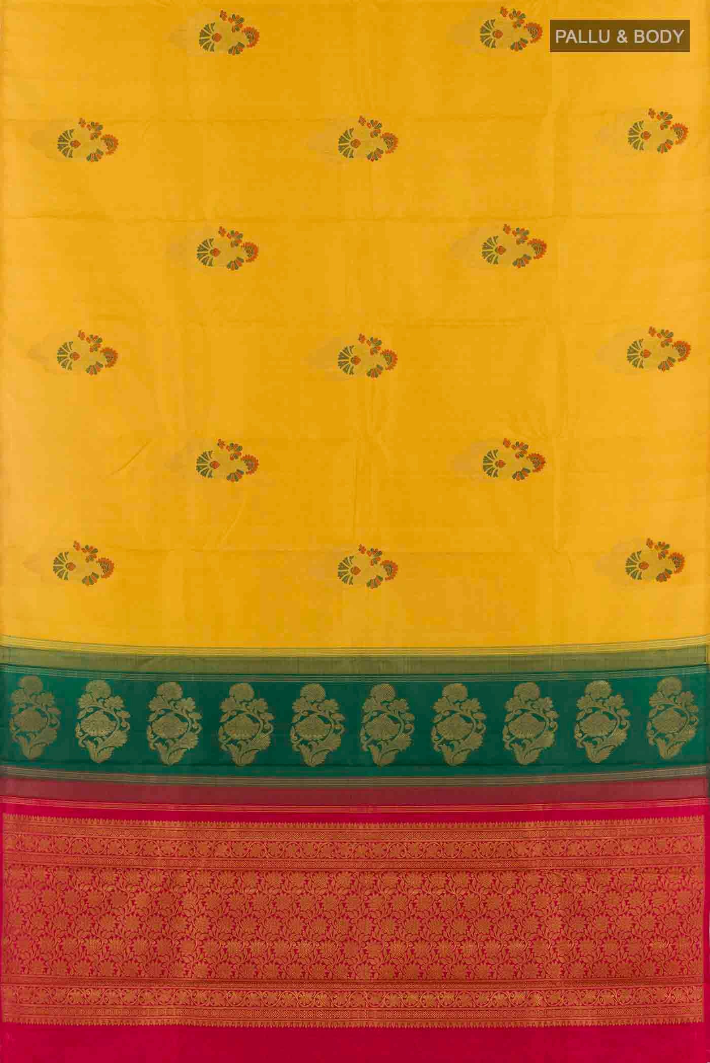 Yellow Kanchipuram Silk Saree - Image 6