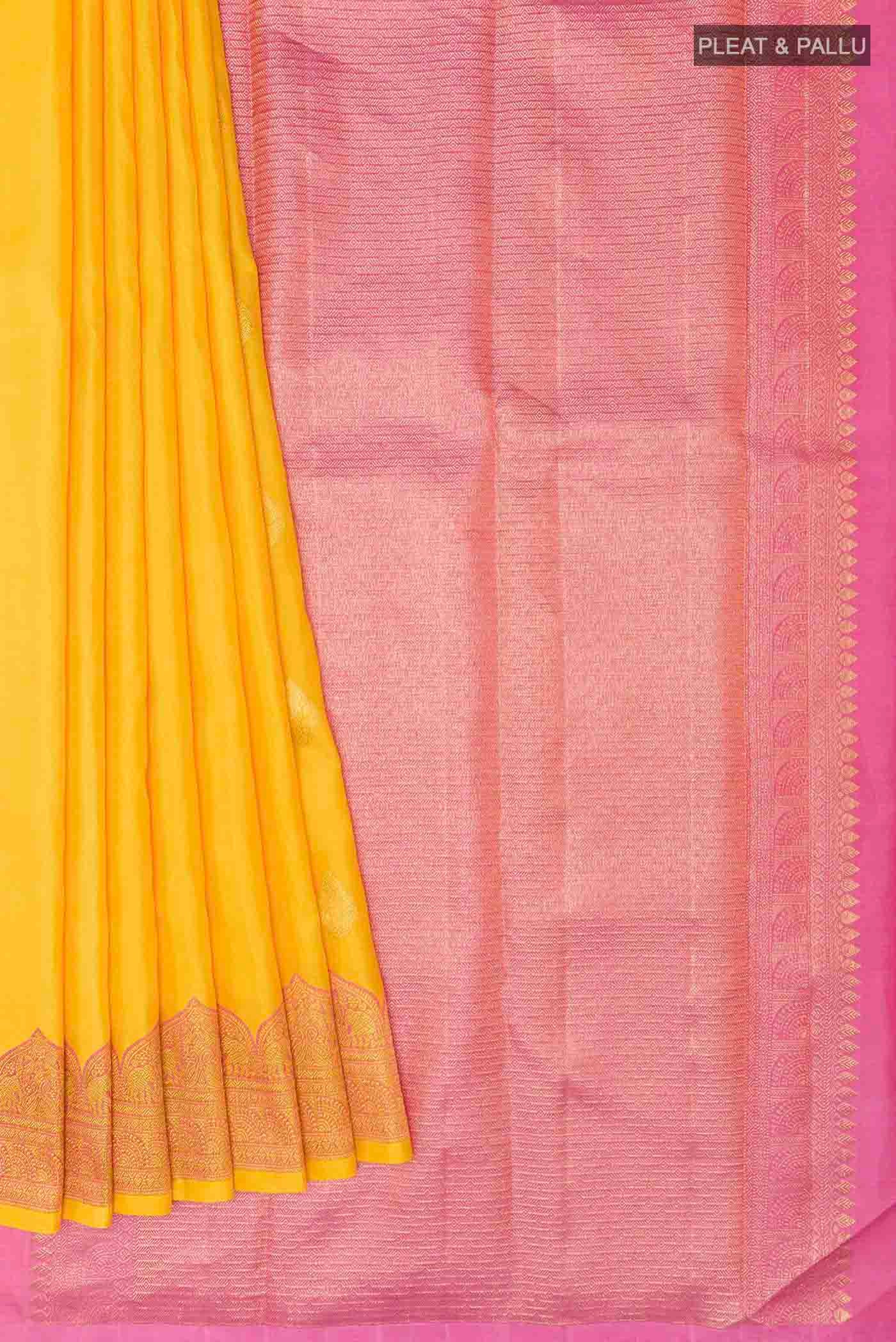 Yellow Kanjivaram Silk Saree - Image 4