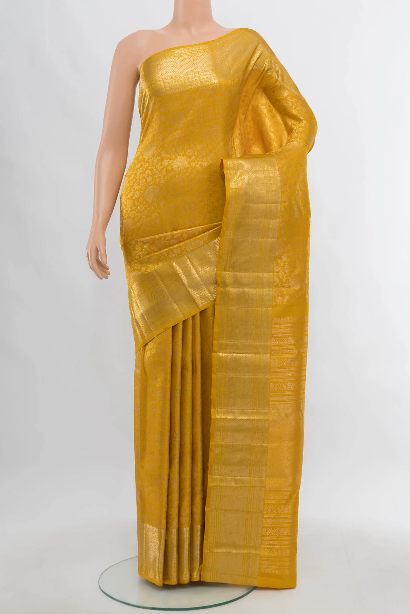 Mustard Kanchipuram Silk Saree