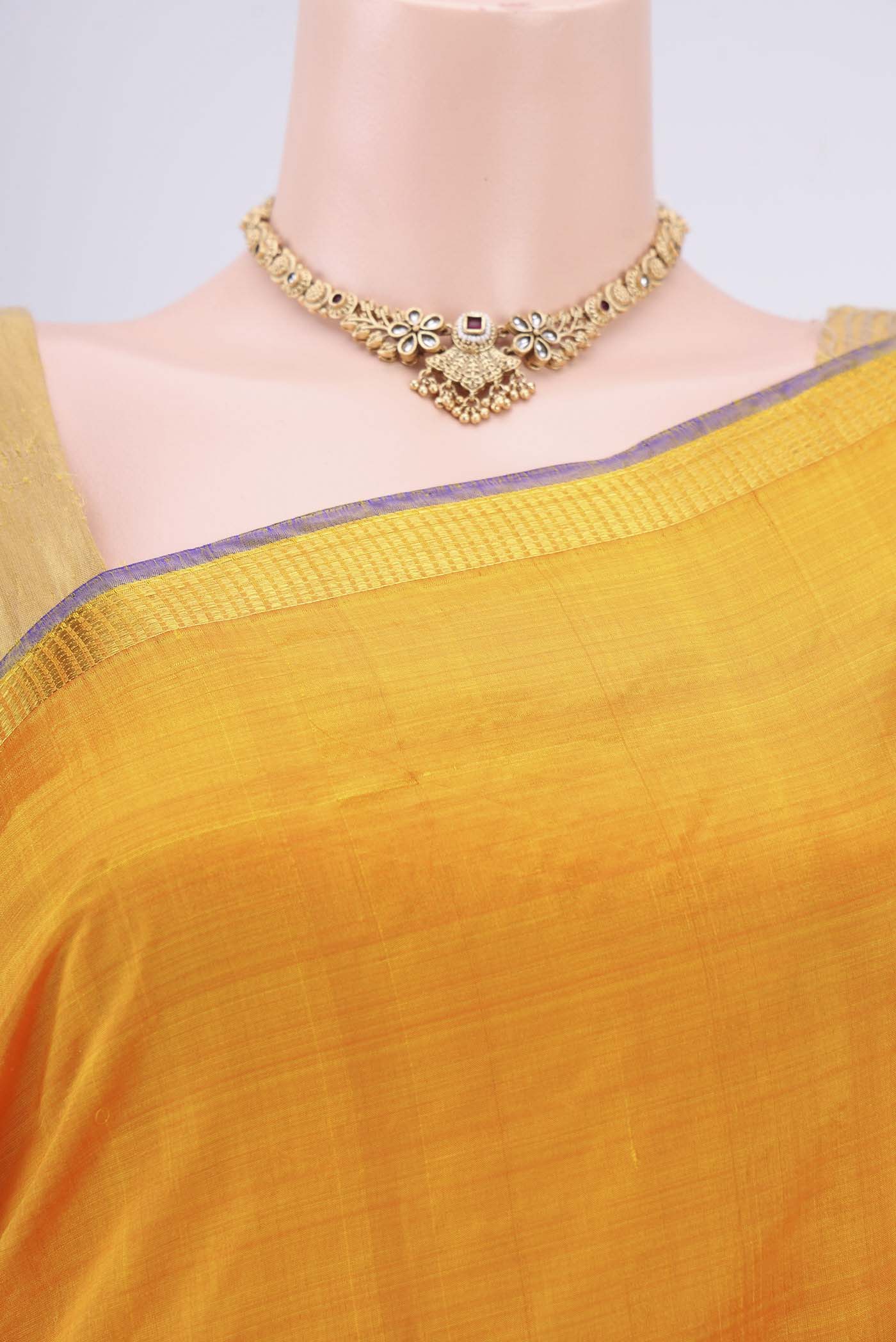 Yellow Kanchipuram Silk Saree - Image 2