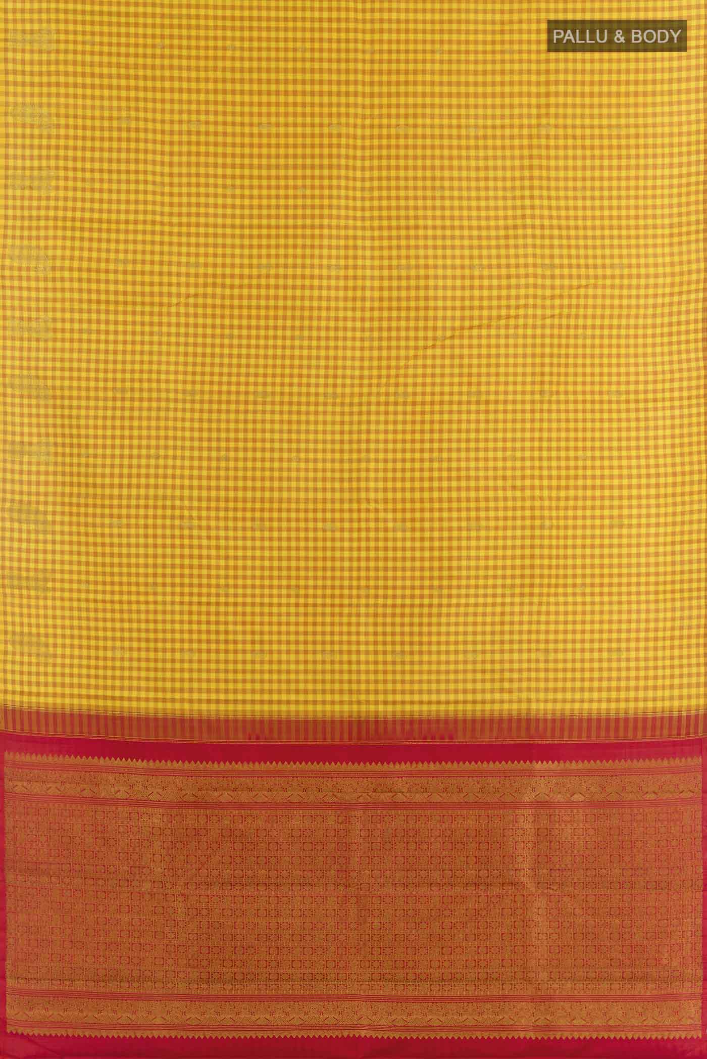 Yellow Kanchipuram Silk Saree - Image 3