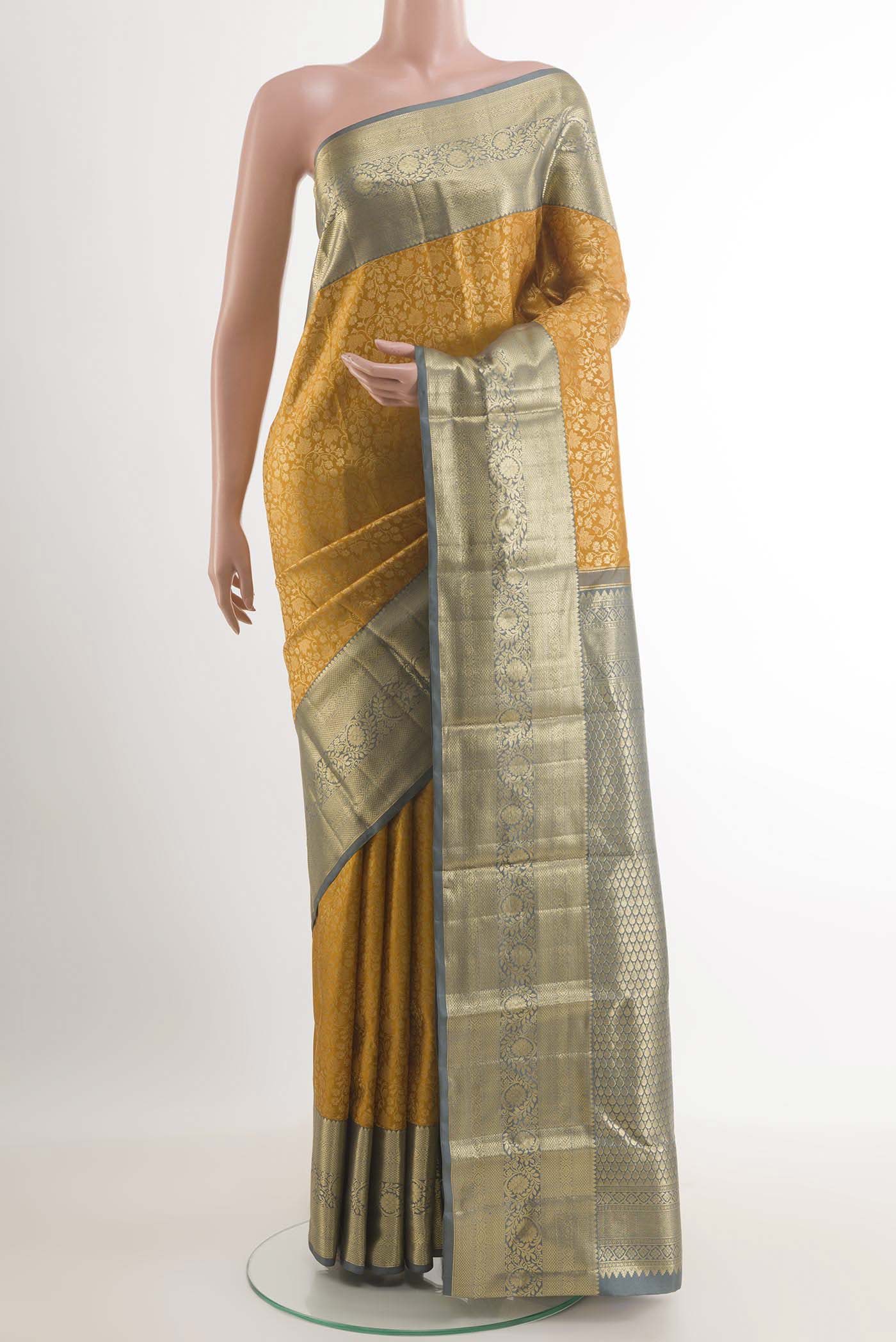 Yellow Kanchipuram Silk Saree