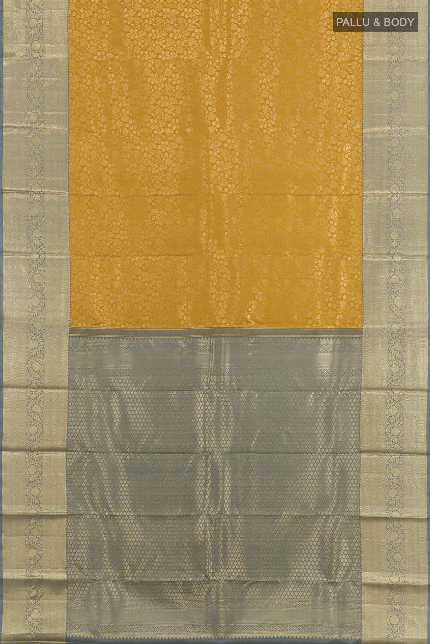 Yellow Kanchipuram Silk Saree - Image 5