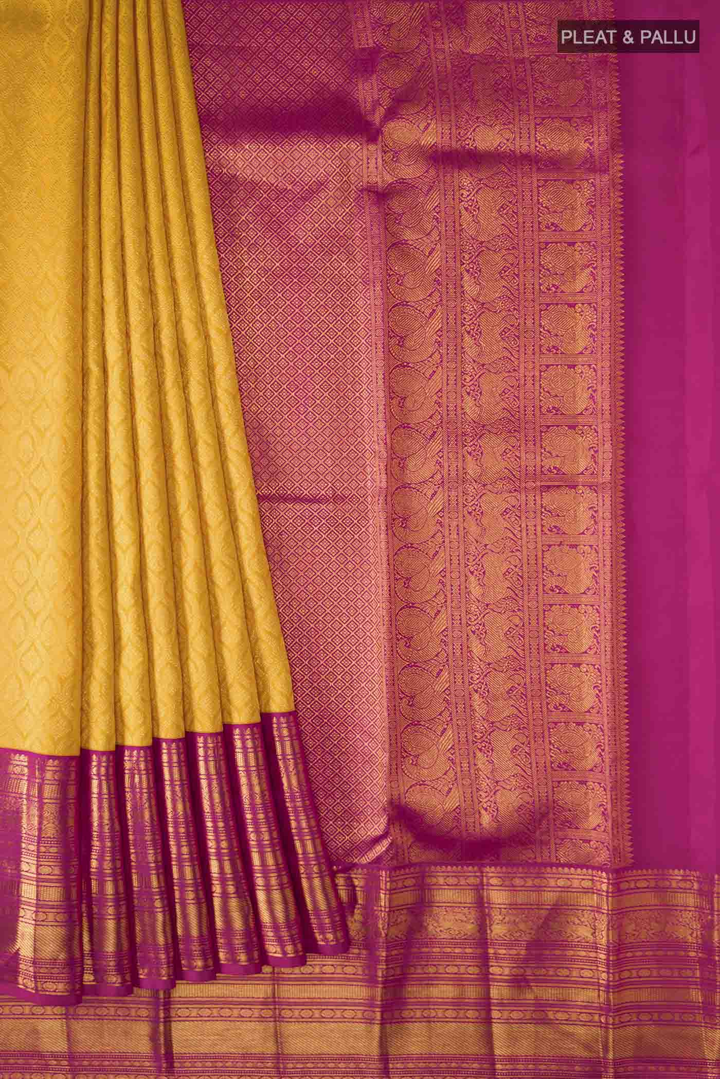 Yellow Kanjivaram Silk Saree - Image 4
