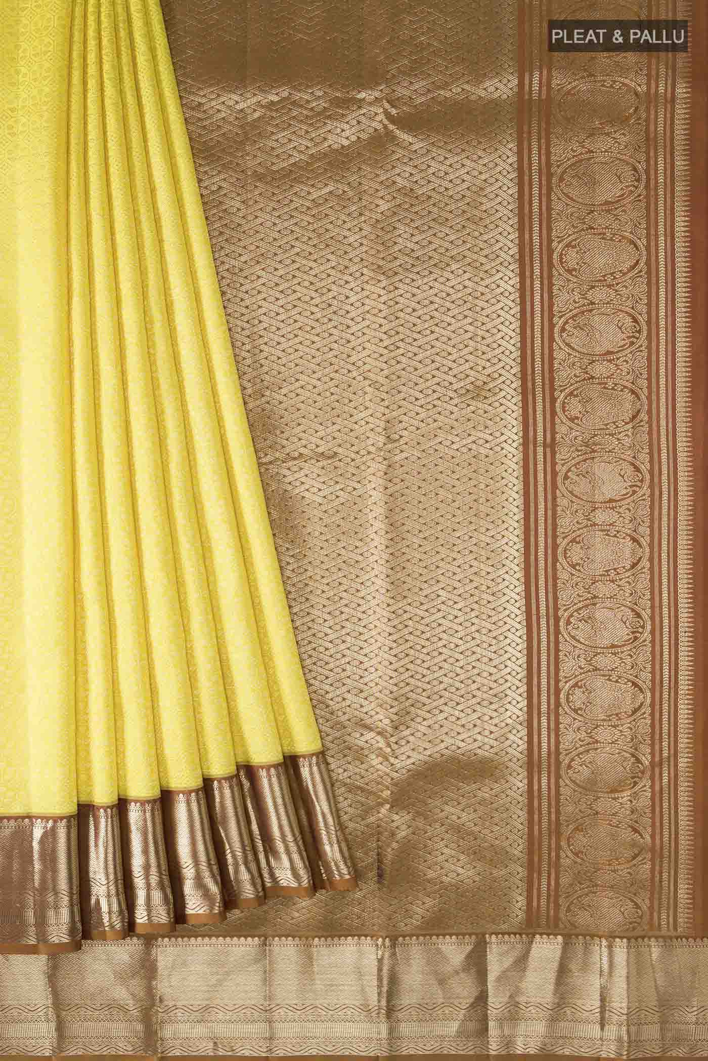 Yellow Kanchipuram Silk Saree - Image 4