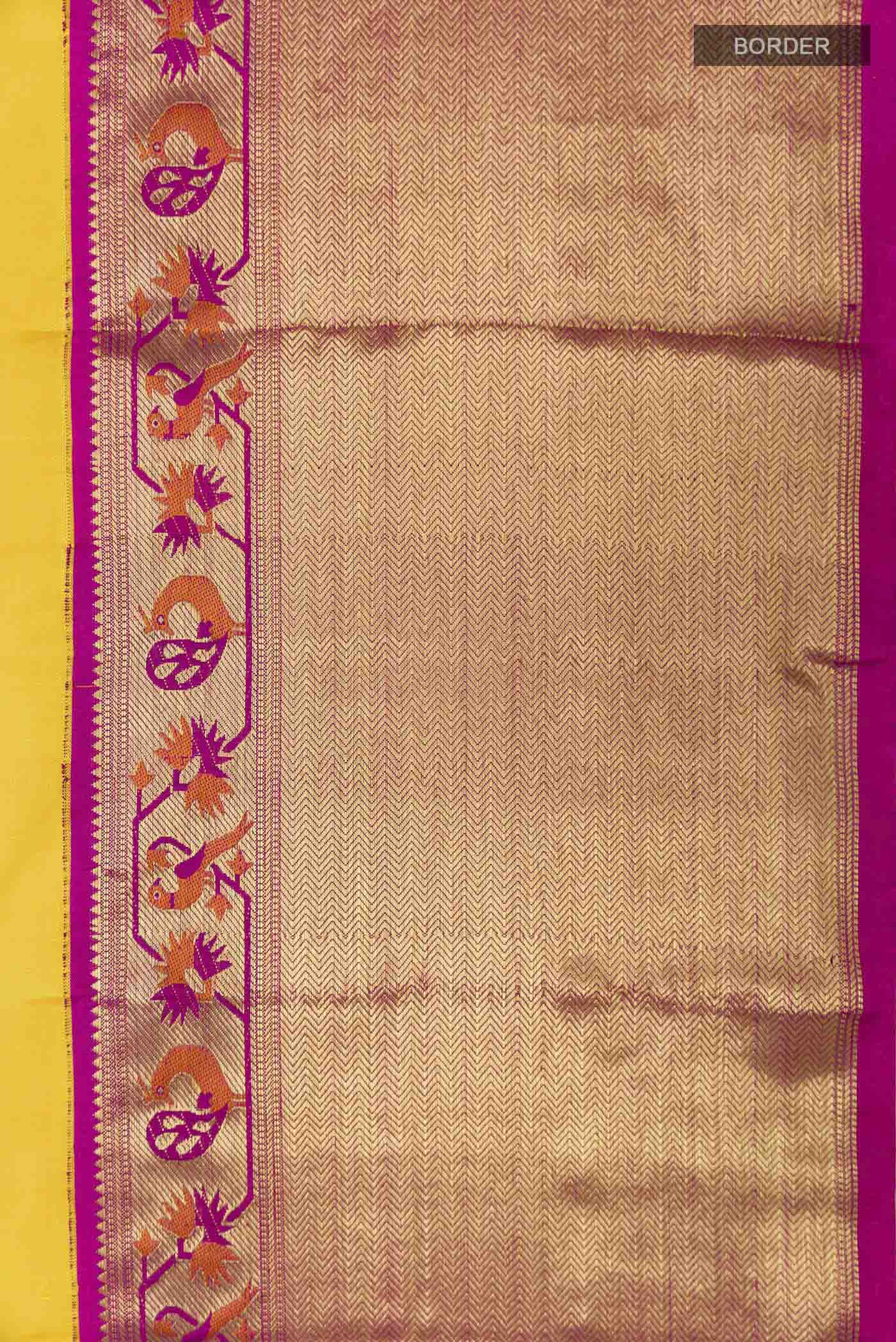 Yellow Kanjivaram Silk Saree - Image 3