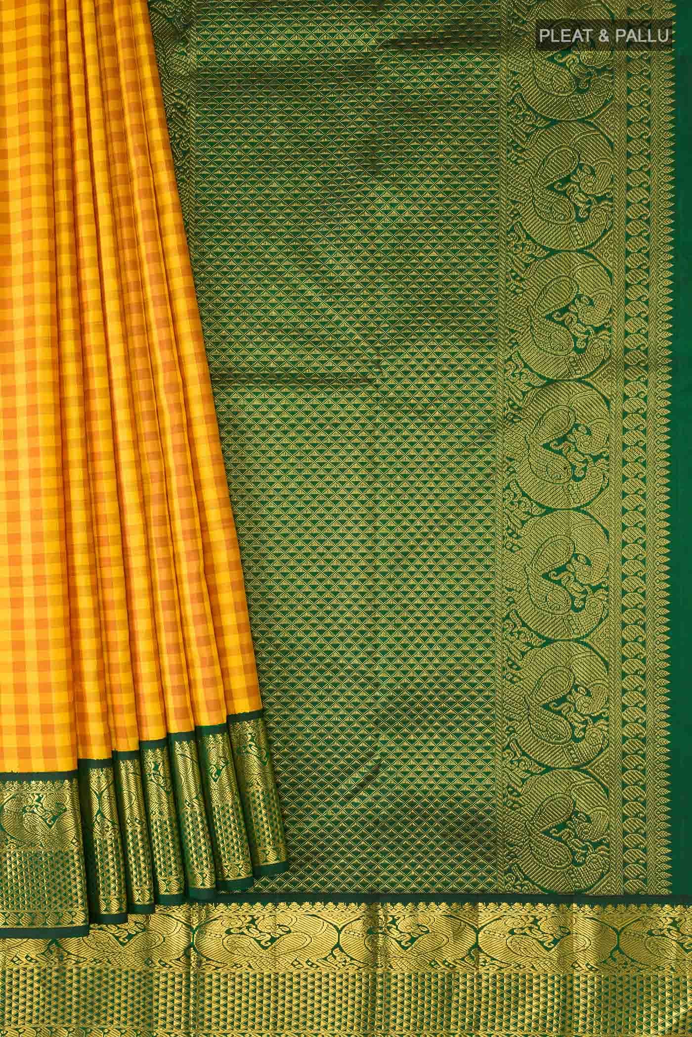 Yellow Kanchipuram Silk Saree - Image 2