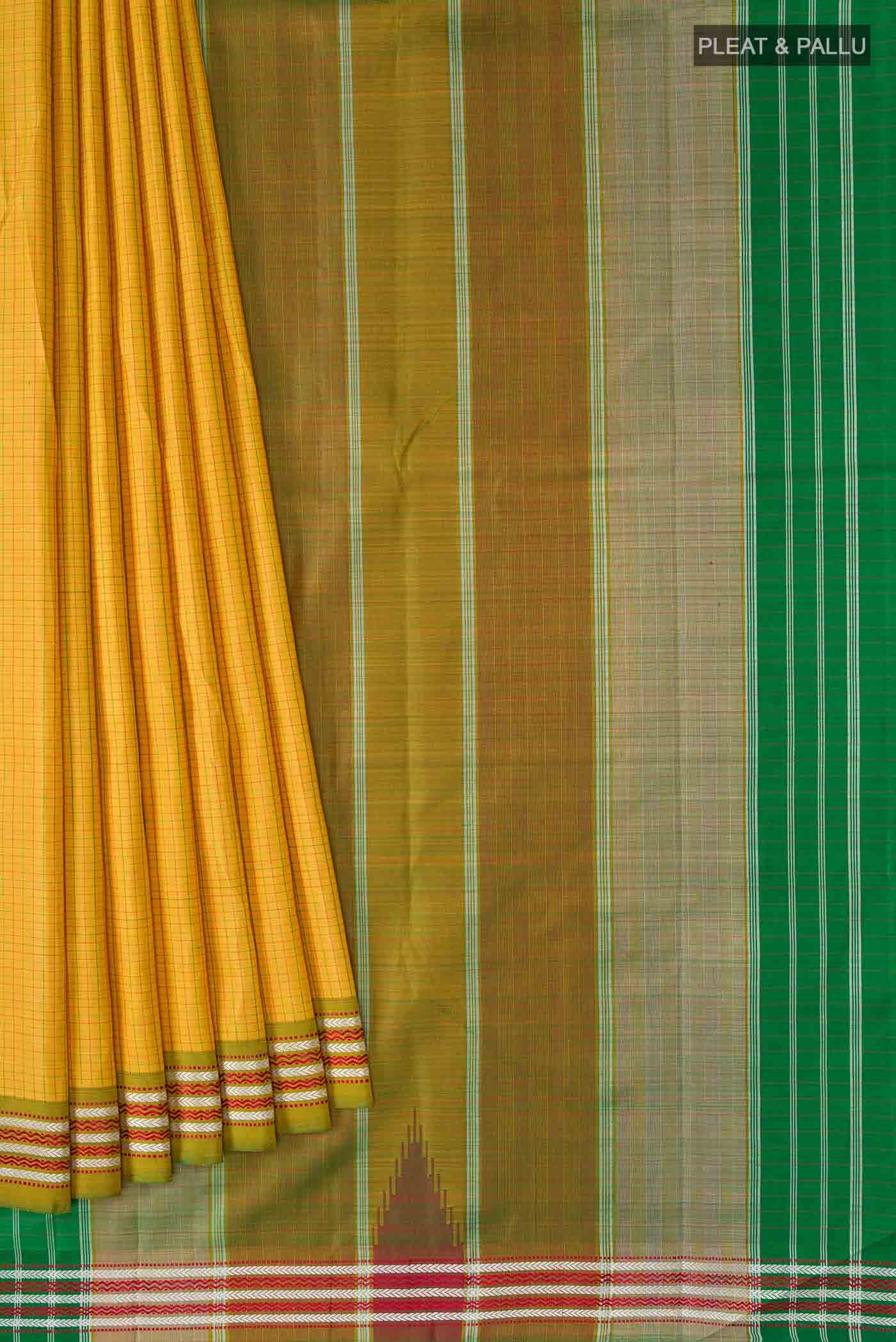Yellow Kanchipuram Silk Saree - Image 2