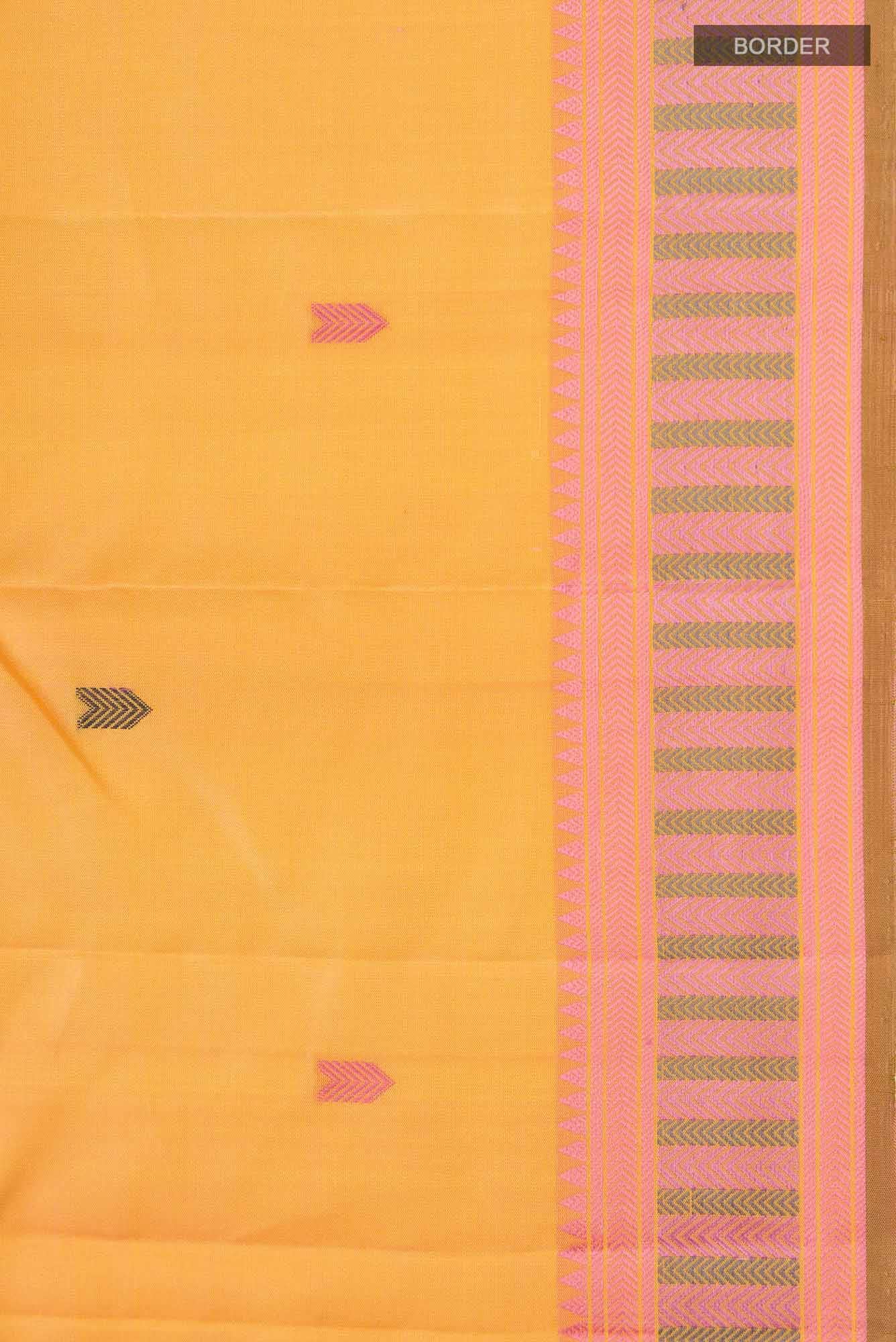 Yellow Kanchipuram Silk Saree - Image 11