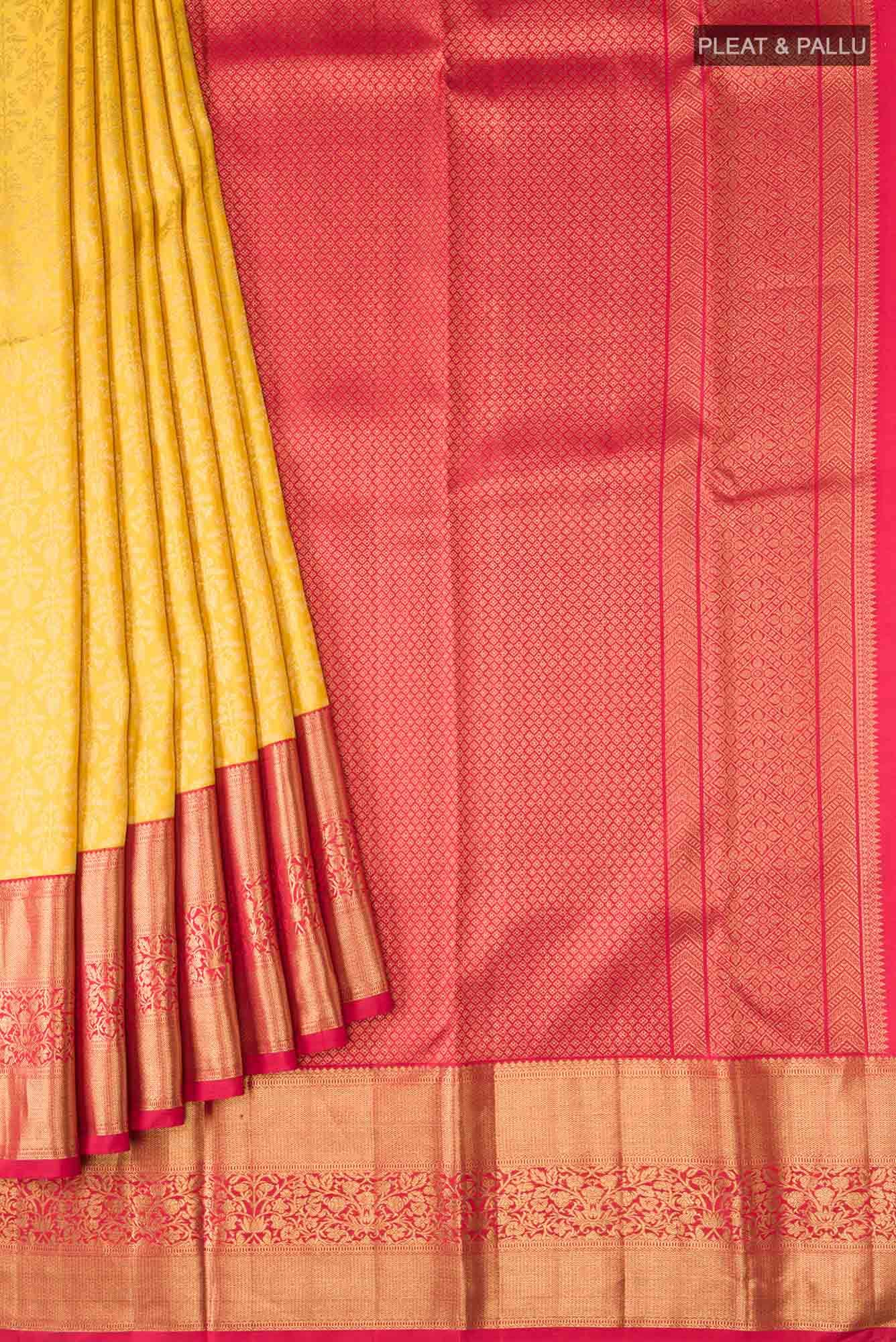 Yellow Kanchipuram Silk Saree - Image 2