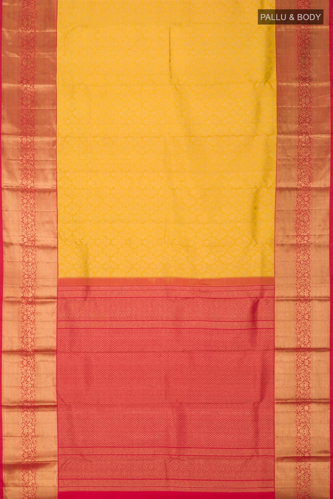Yellow Kanchipuram Silk Saree - Image 4