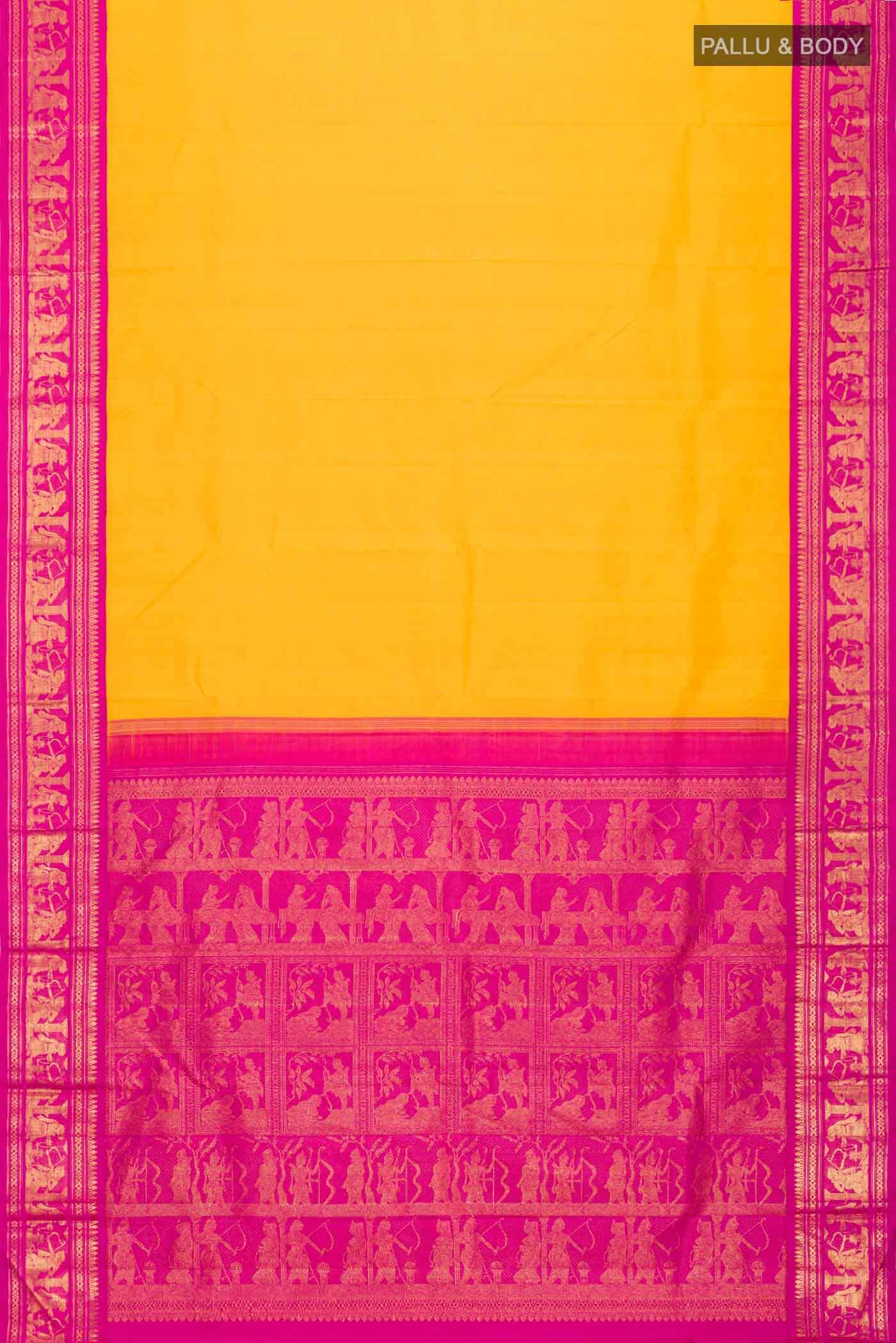 Yellow Kanjivaram Silk Saree - Image 4