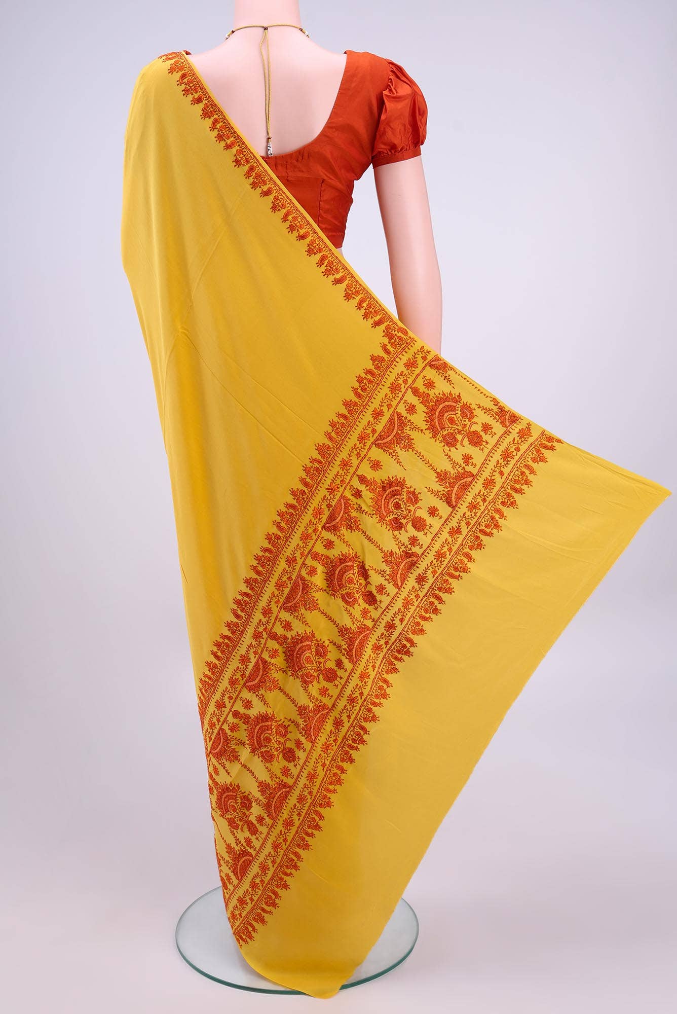Yellow Kashmiri Saree - Image 2