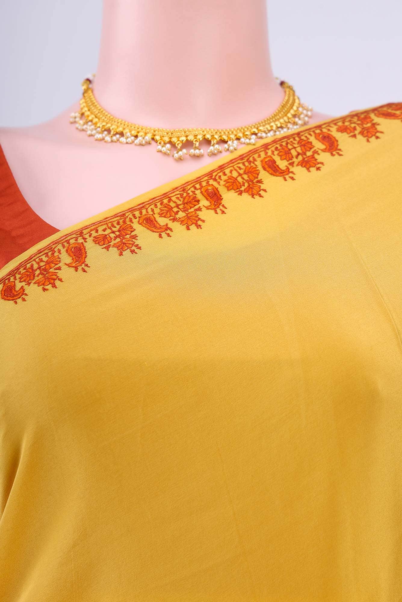 Yellow Kashmiri Saree - Image 3