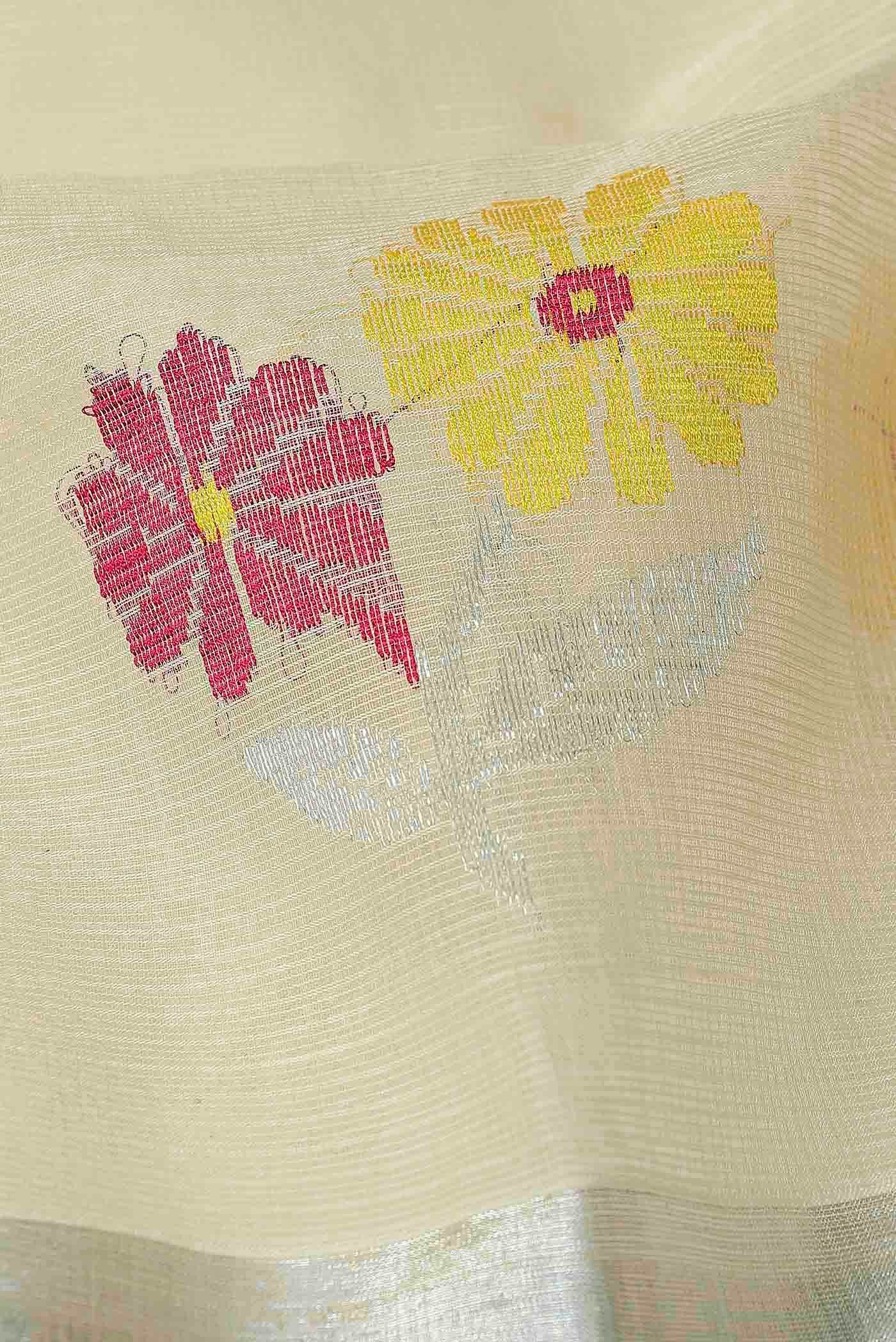 Pure Silk Pure Zari Cream Kota Saree - Image 3