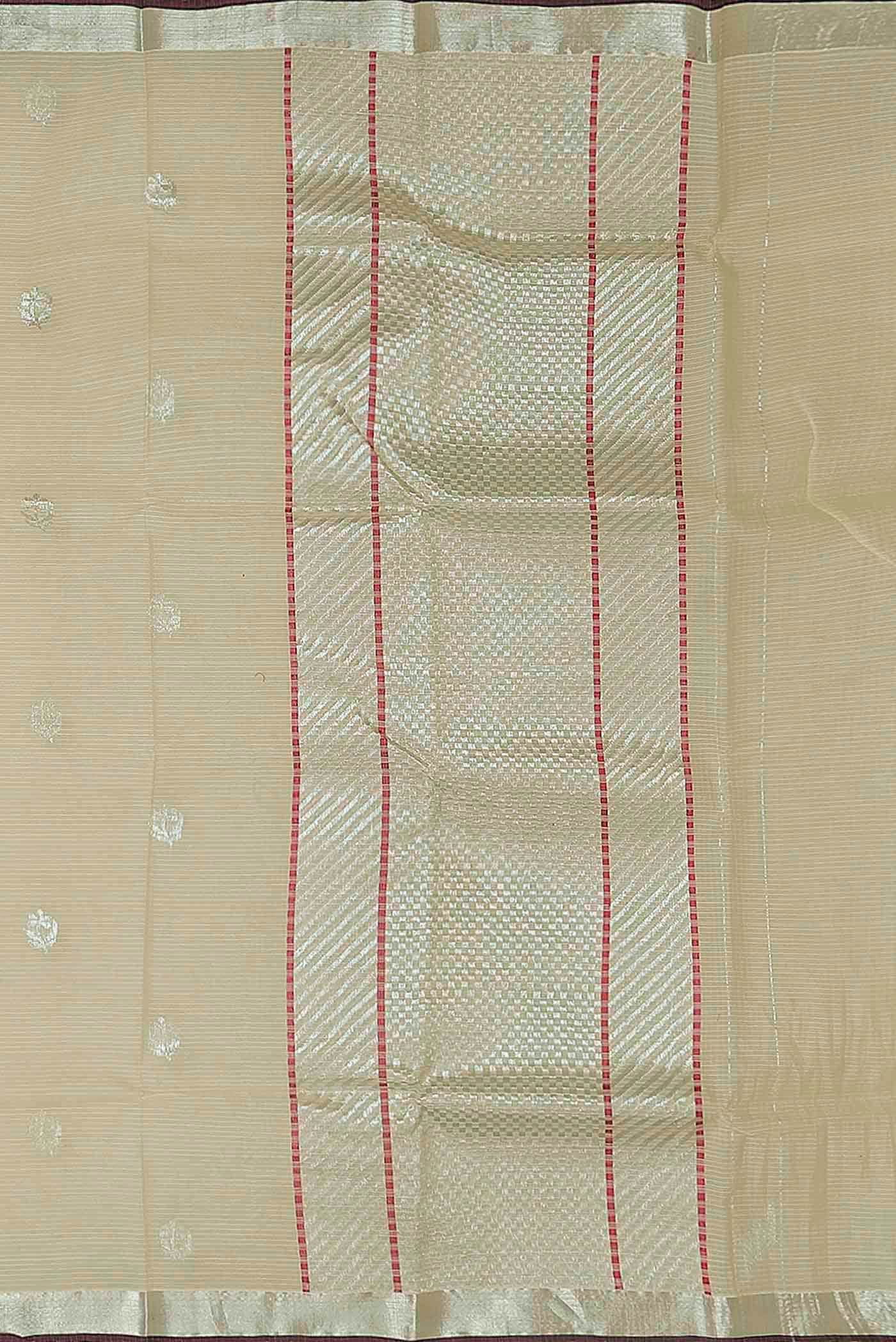 Pure Silk Pure Zari Cream Kota Saree - Image 5