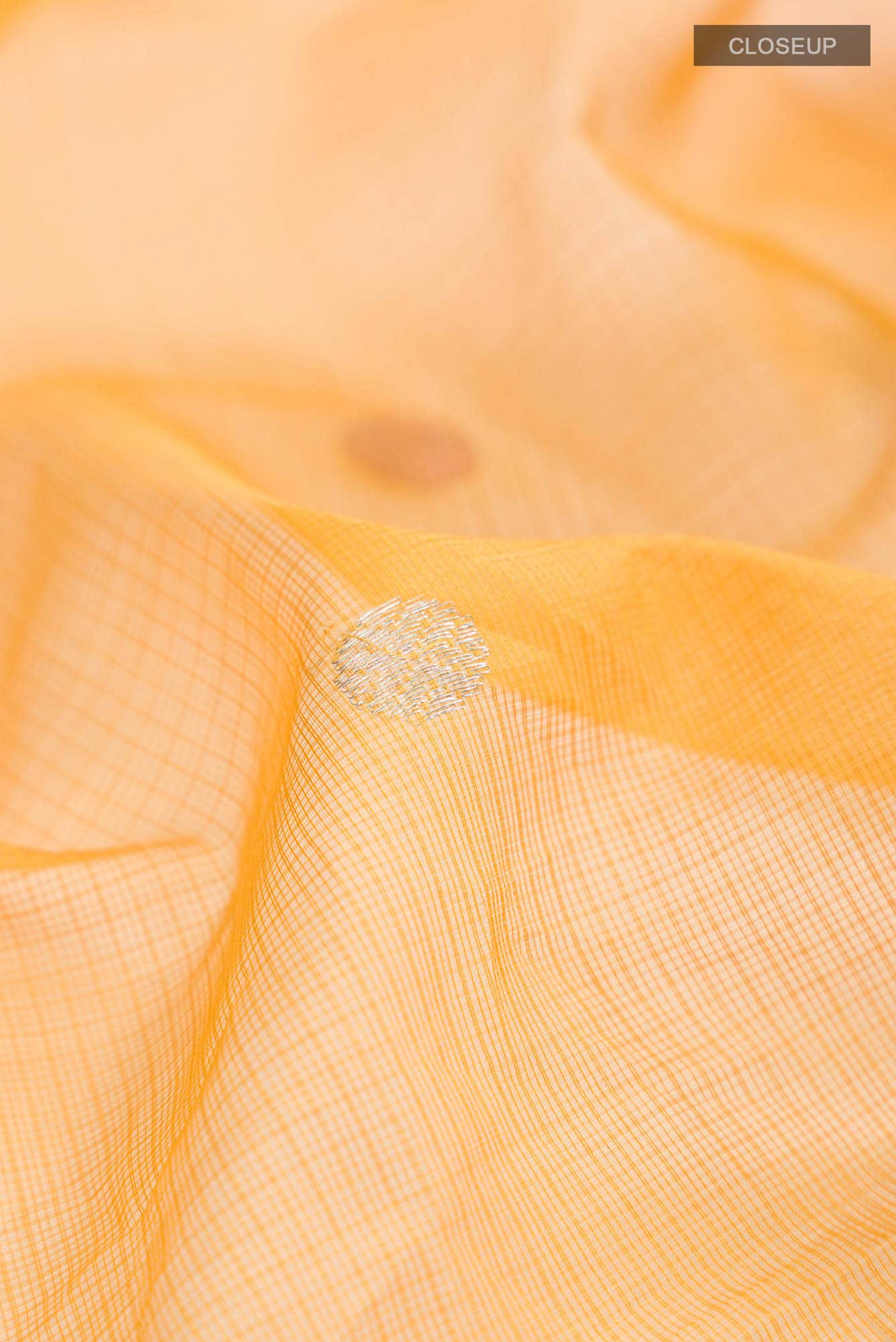 Pure Silk Pure Zari Yellow Kota Saree - Image 3