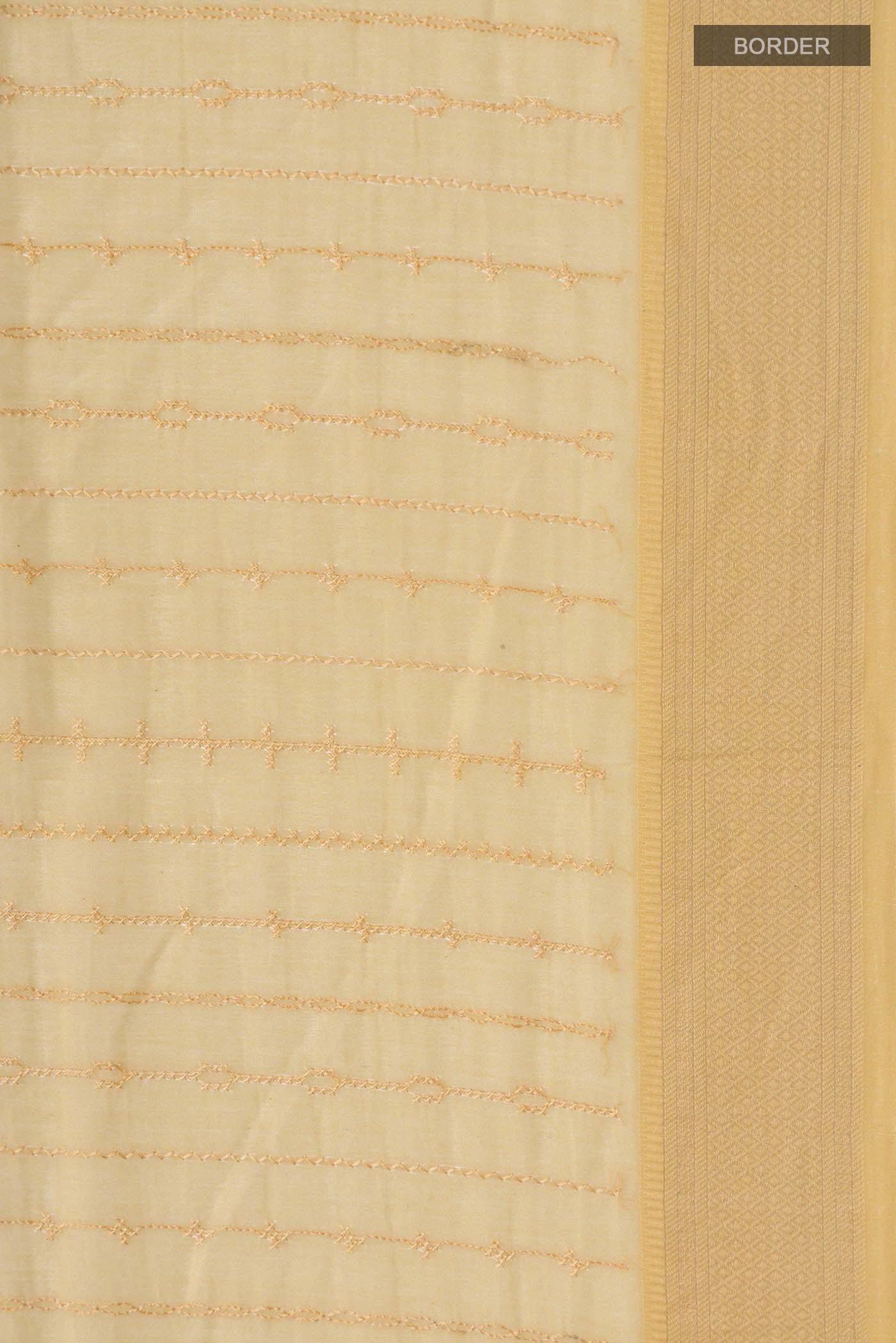 Yellow Linen Cotton Saree - Image 3