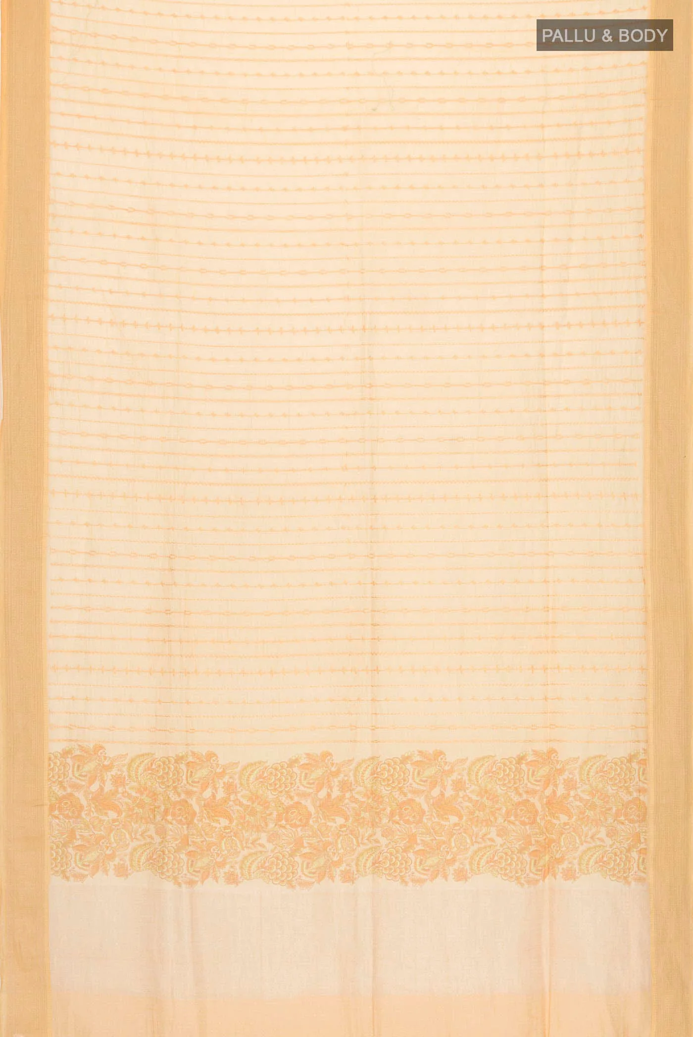 Yellow Linen Cotton Saree - Image 5