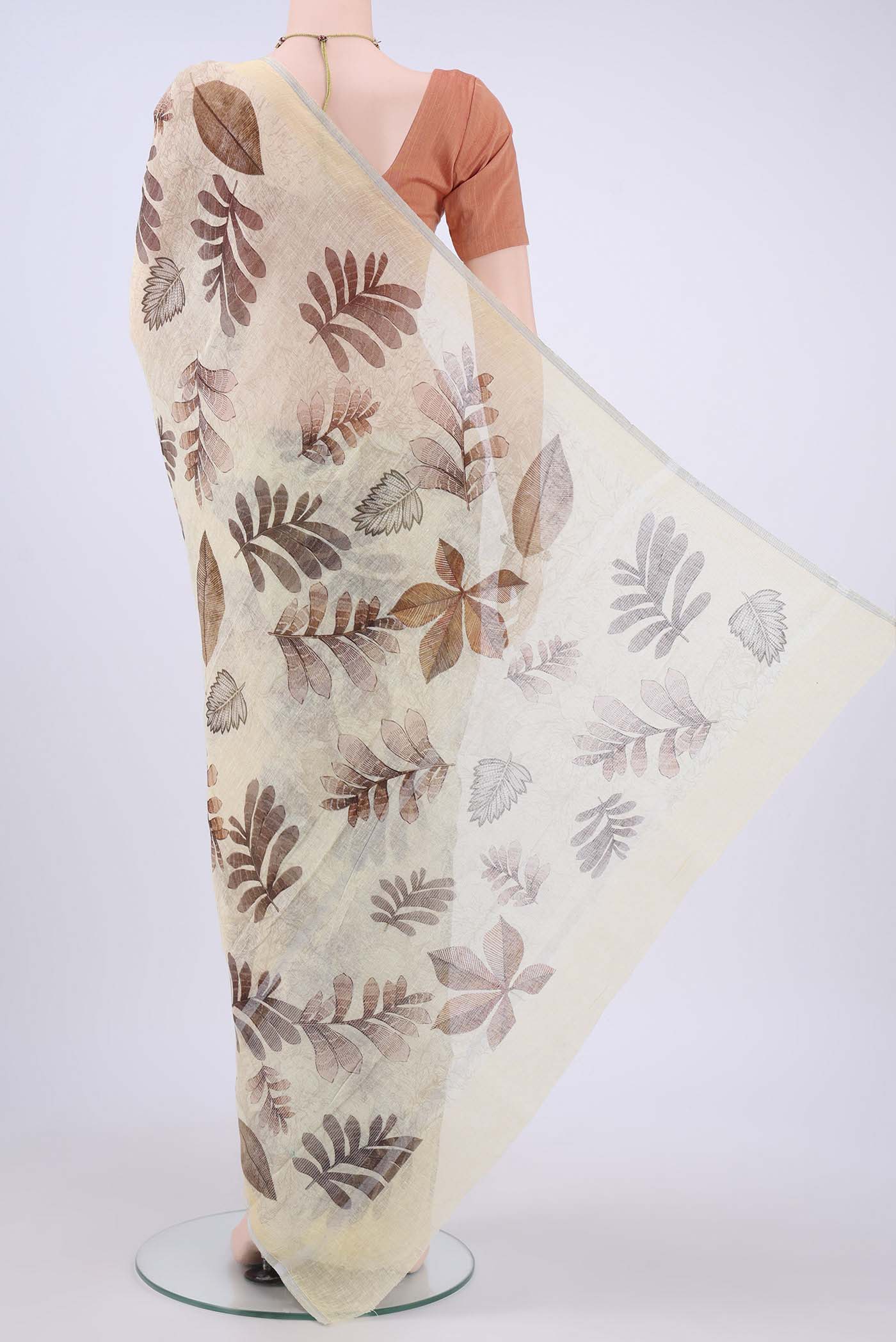 Yellow Linen Saree - Image 3