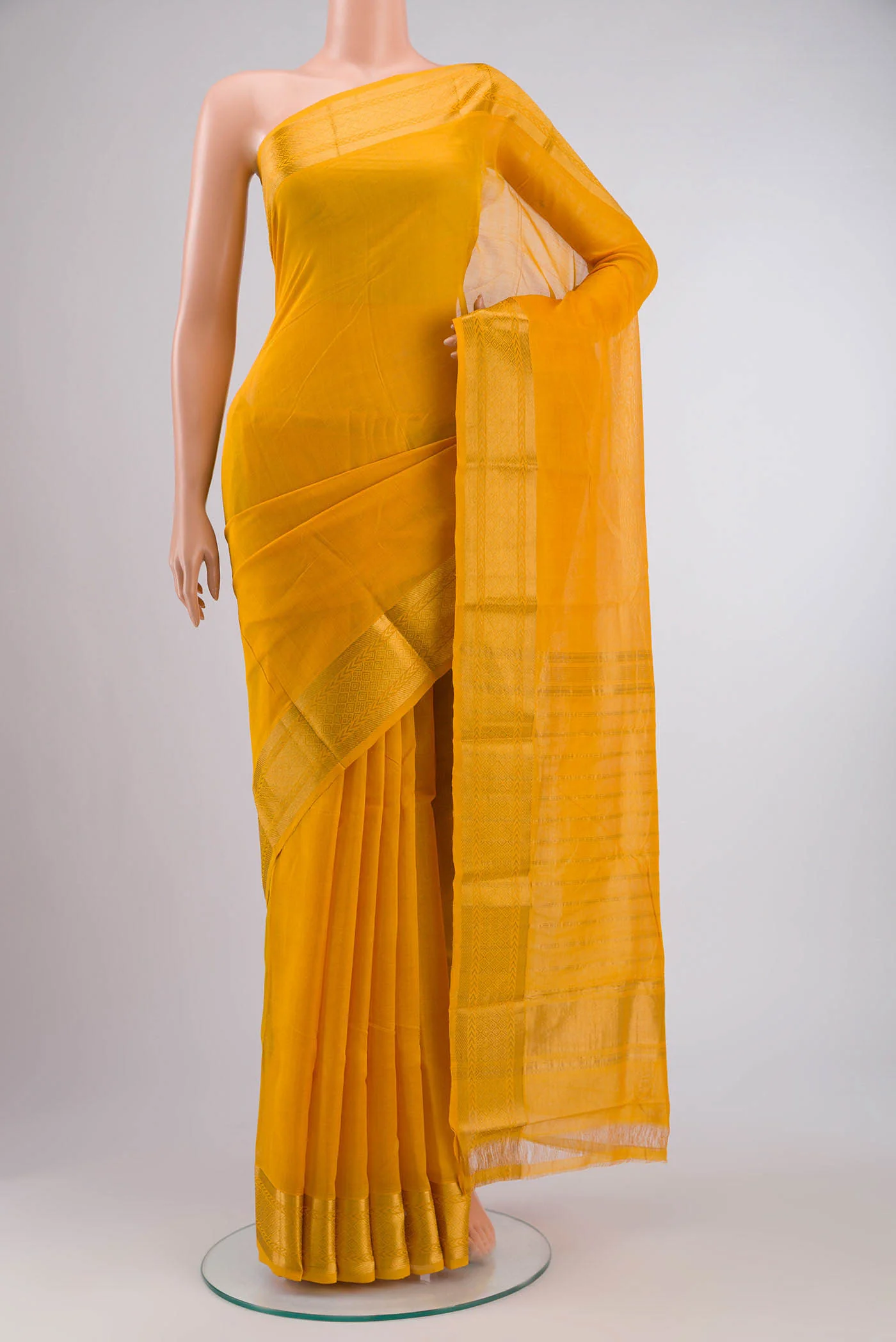 Yellow Mangalagiri Cotton Saree