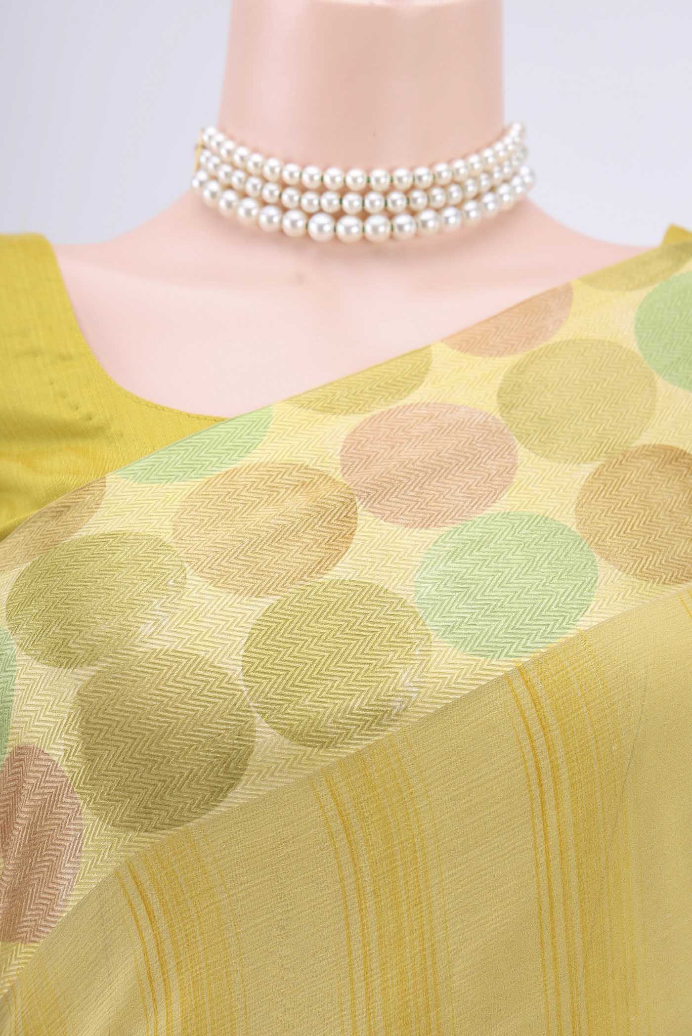 Yellow Mysore Chiffon Saree - Image 2