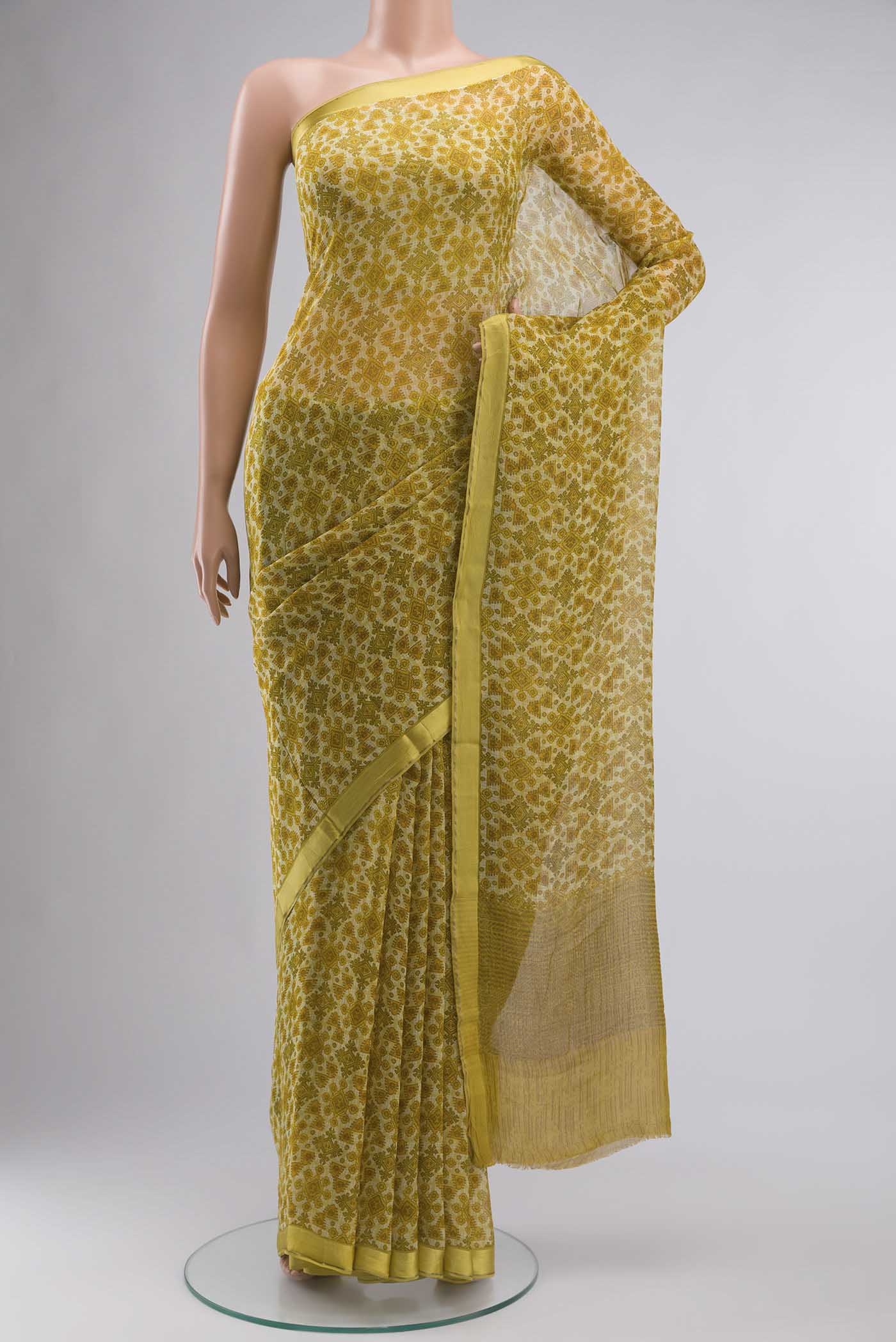Yellow Mysore Chiffon Saree