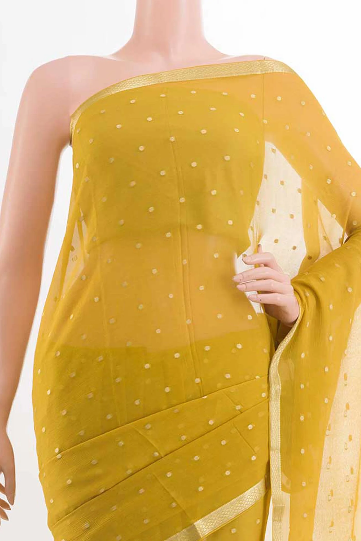 Yellow Mysore Chiffon Saree - Image 2