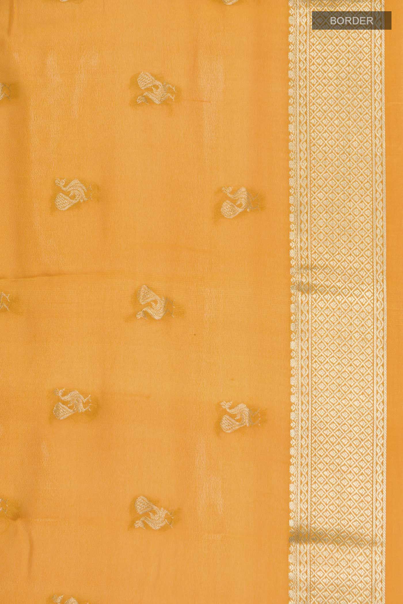 Yellow Mysore Crepe Saree - Image 3