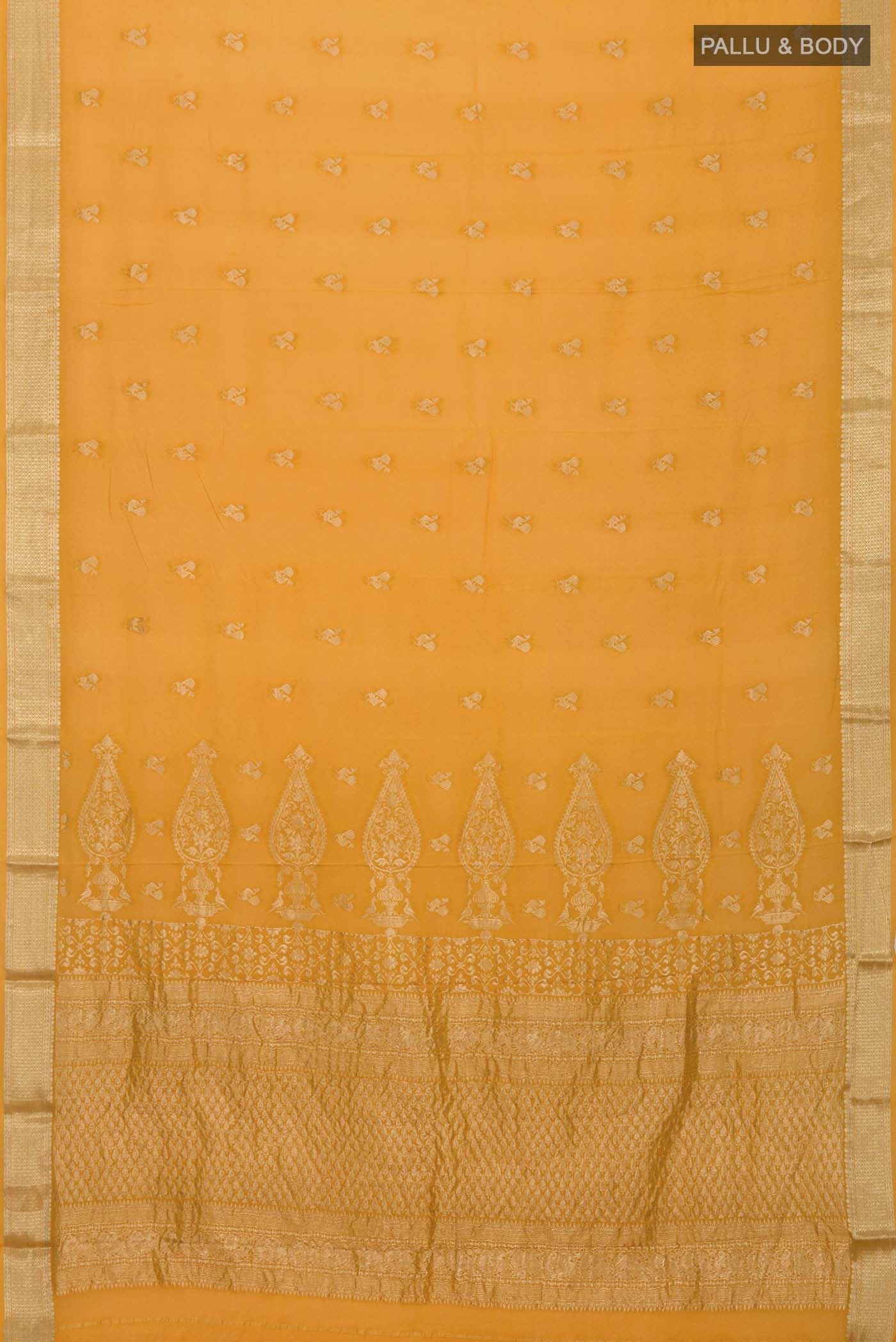 Yellow Mysore Crepe Saree - Image 5