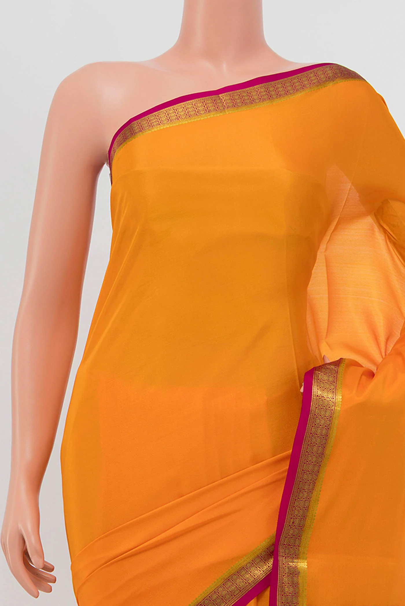 Yellow Mysore Crepe Saree - Image 2
