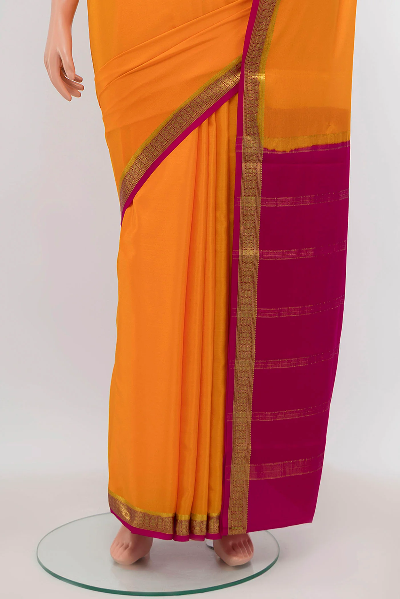 Yellow Mysore Crepe Saree - Image 3