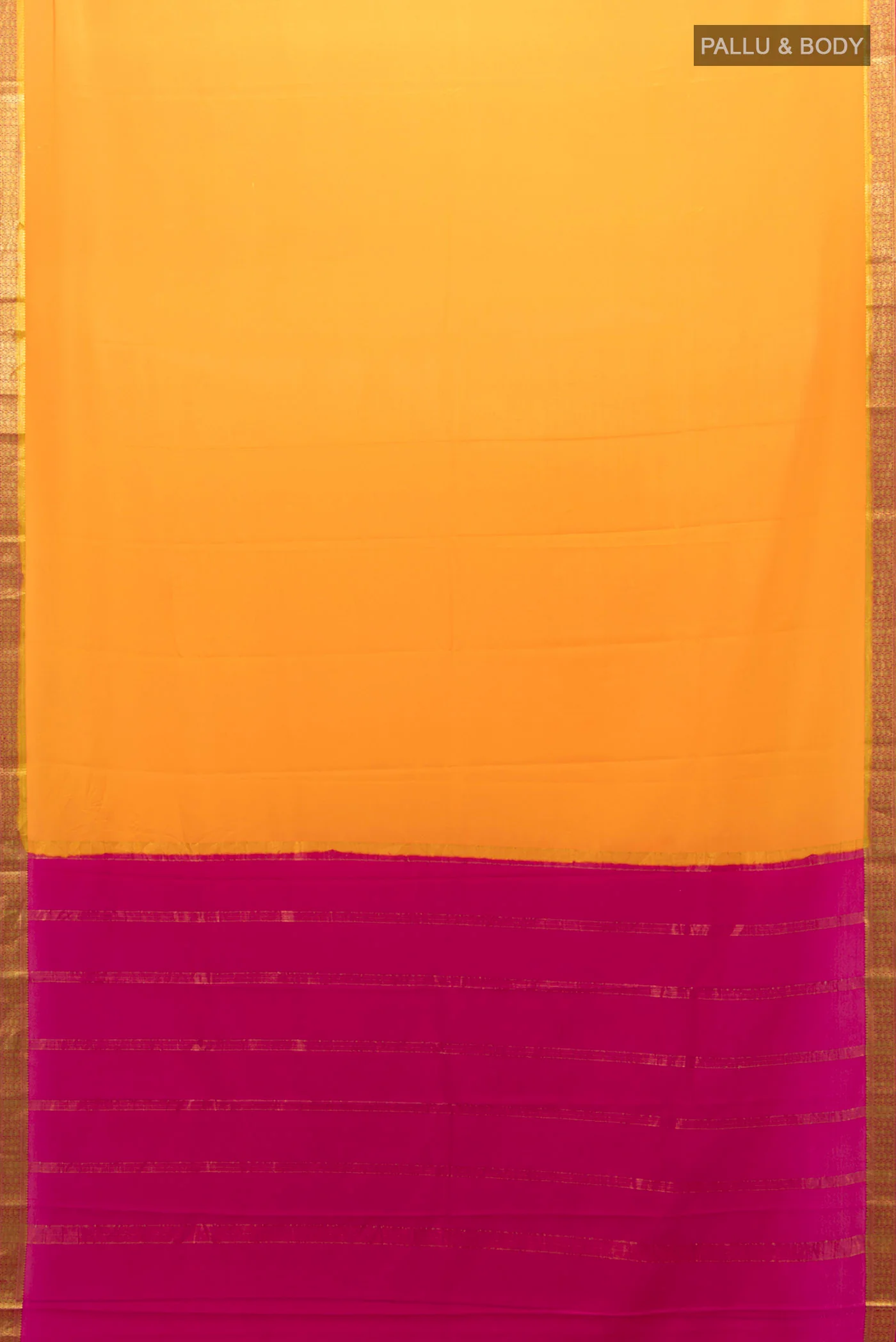 Yellow Mysore Crepe Saree - Image 5