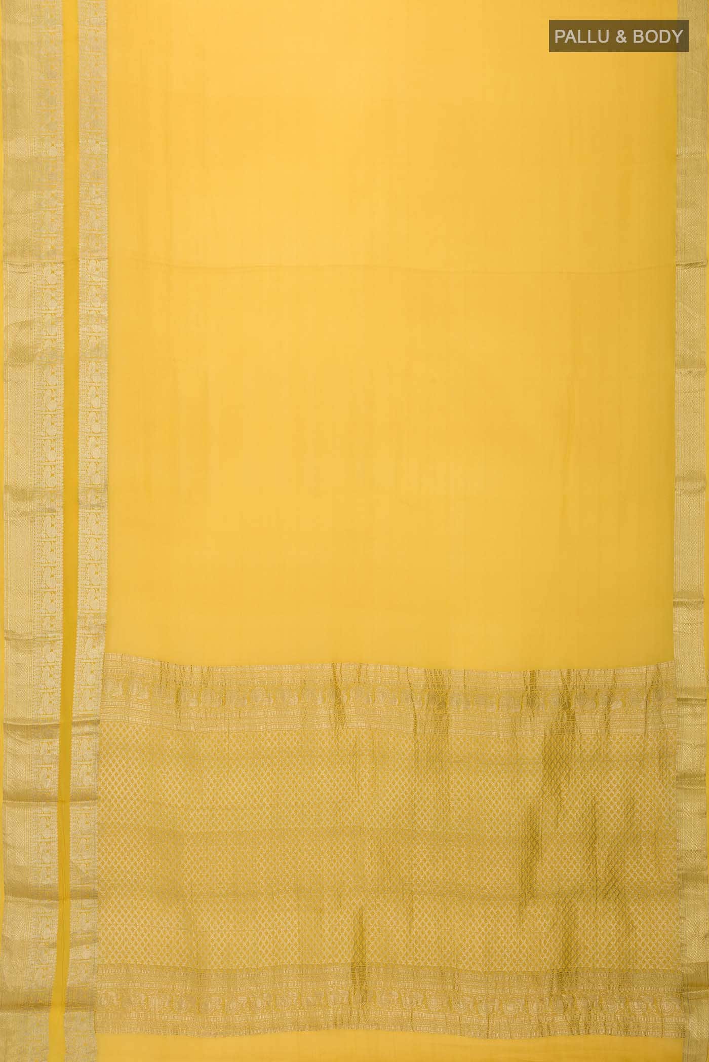 Yellow Mysore Crepe Saree - Image 3