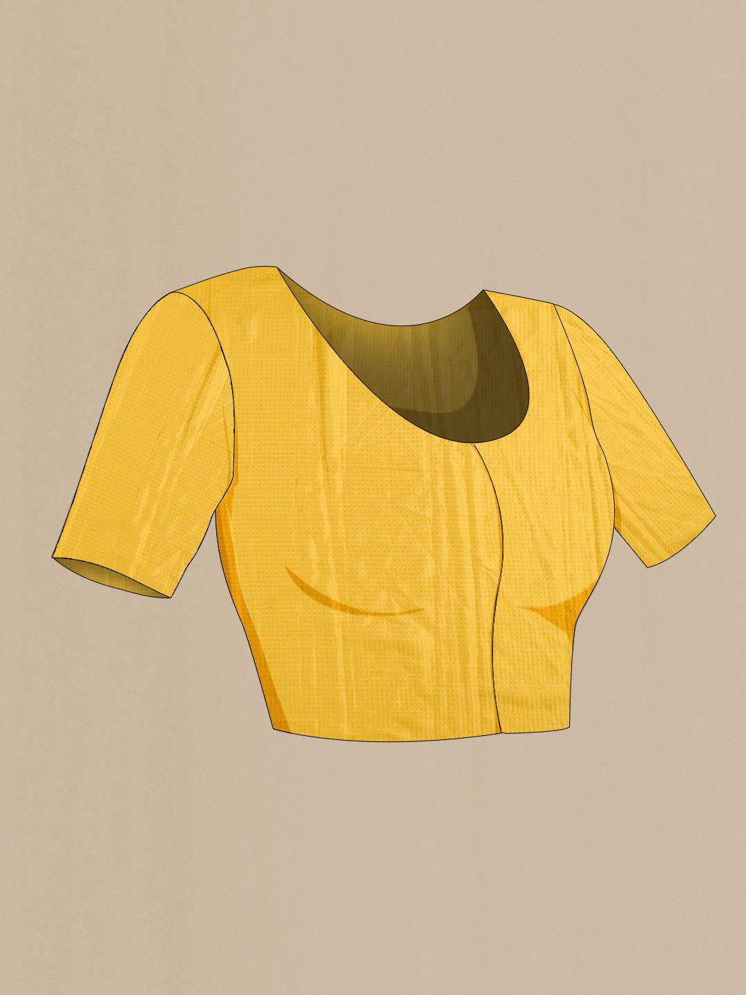 Yellow Mysore Crepe Saree - Image 5