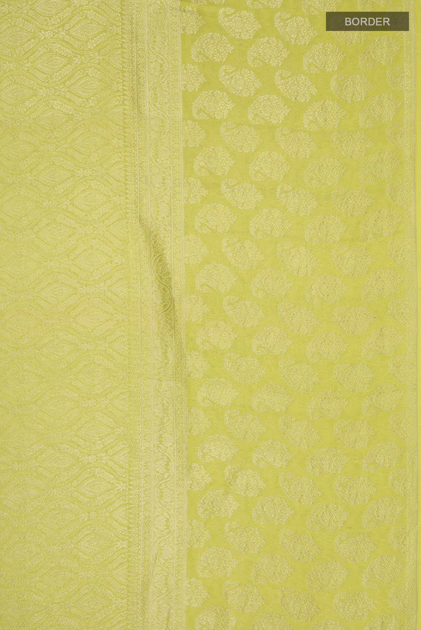 Yellow Mysore Crepe Saree - Image 5