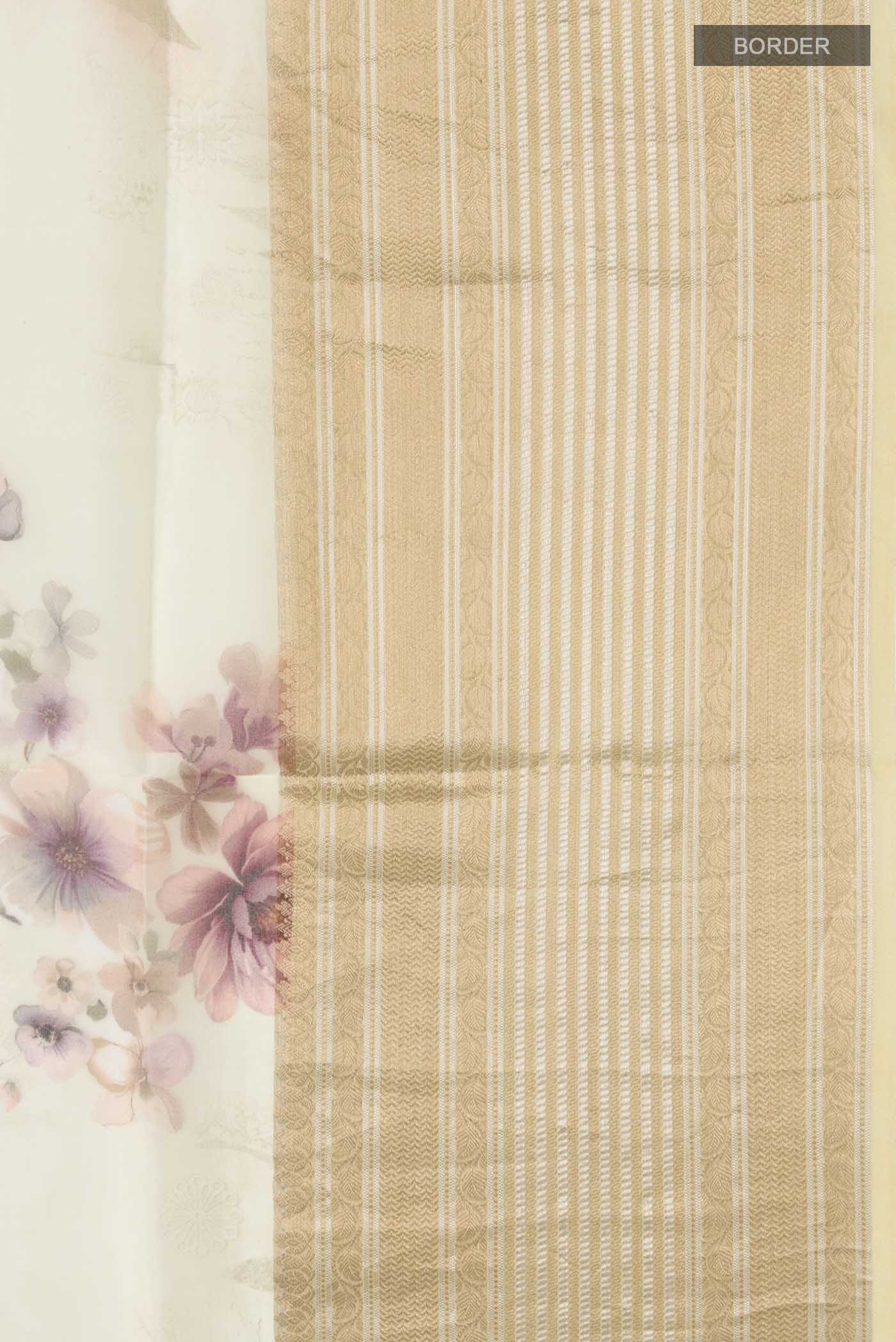 Yellow Organza Silk Saree - Image 3