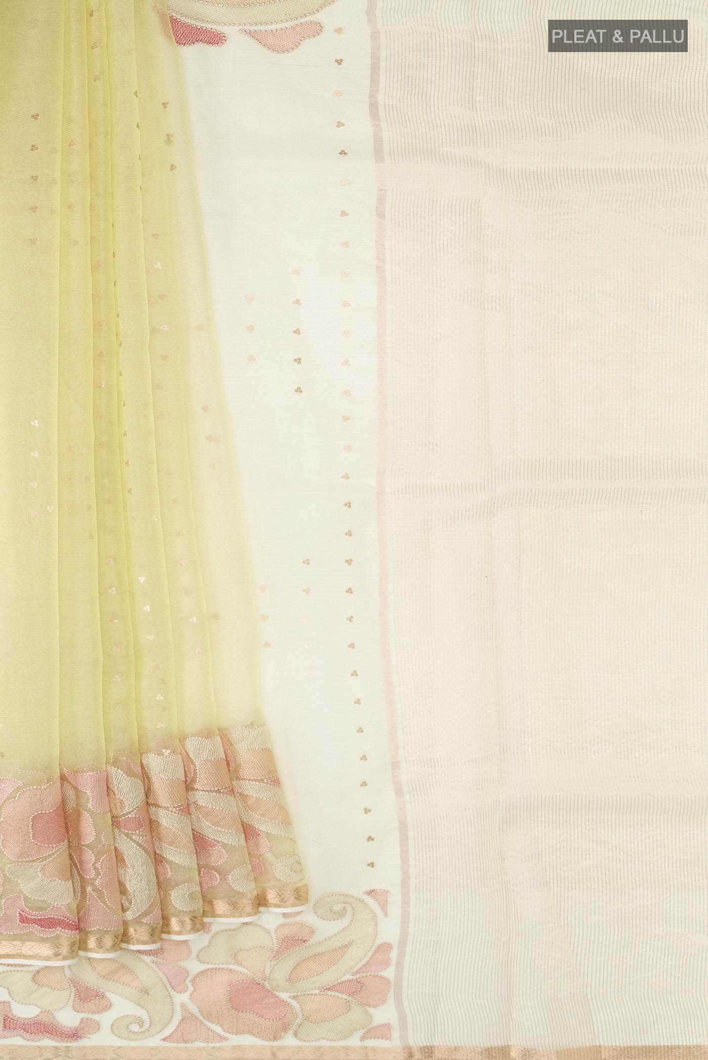 Yellow Organza Silk Saree - Image 4