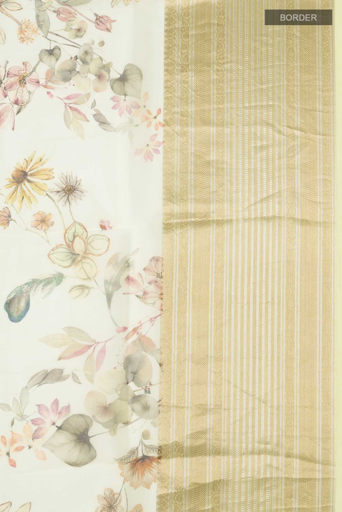 Yellow Organza Silk Saree - Image 3