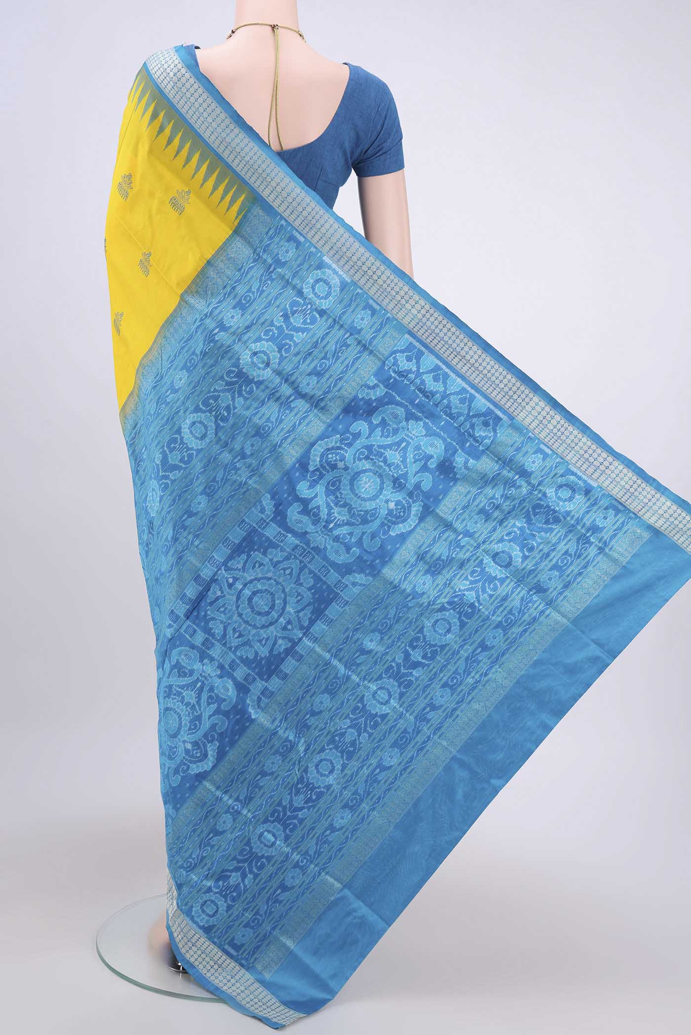 Yellow Orissa Silk Saree - Image 3