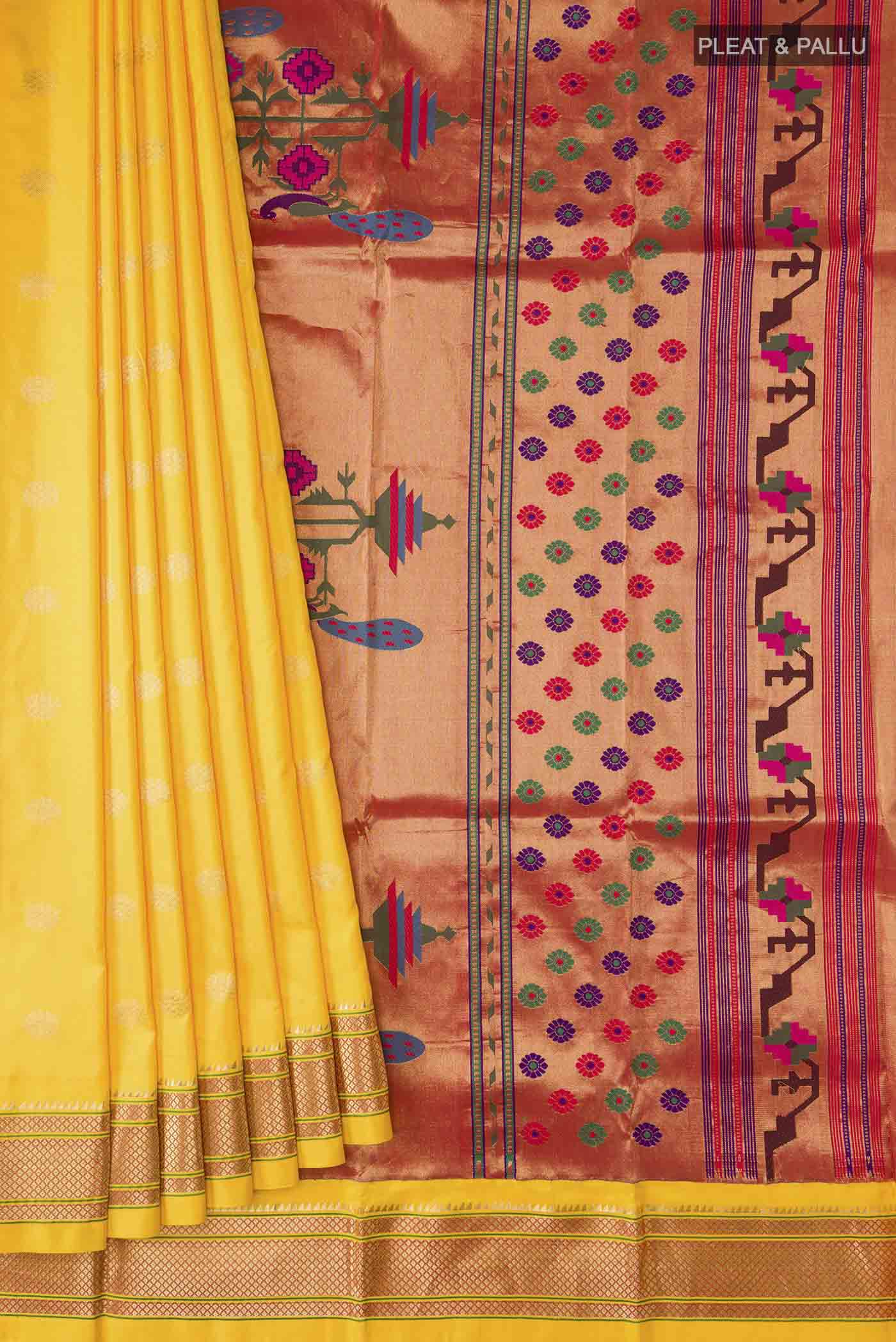 Yellow Paithani Silk Saree - Image 4