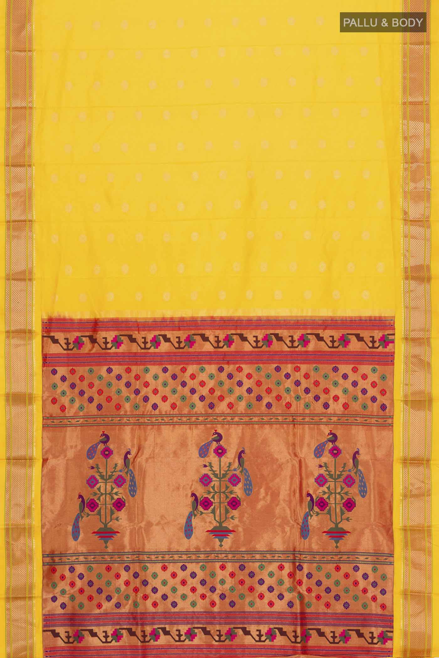 Yellow Paithani Silk Saree - Image 6