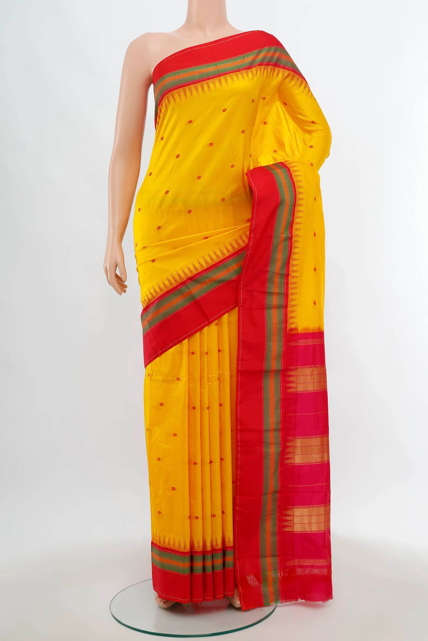 Yellow Bangalore Silk Saree